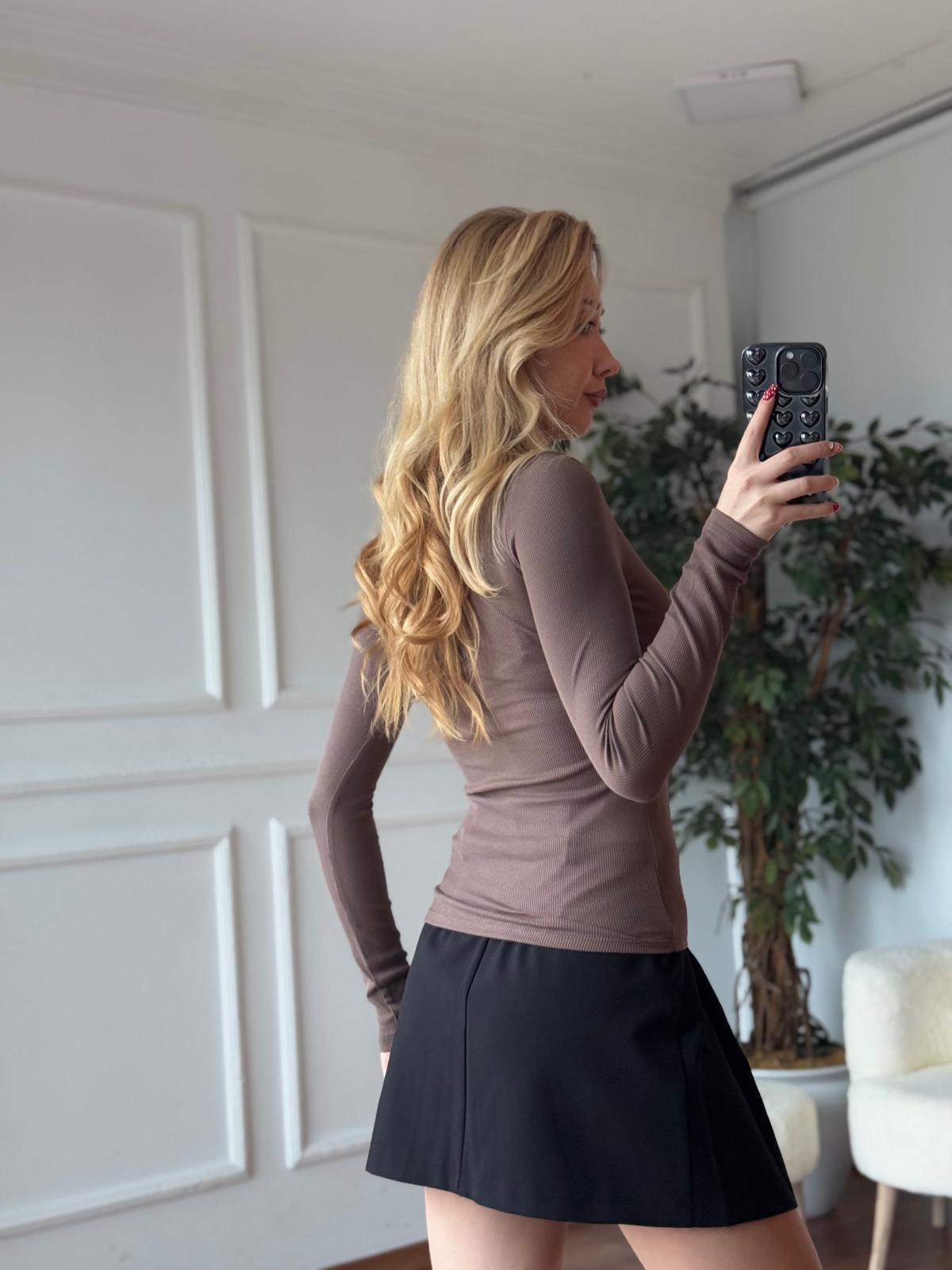 Pileli Kemerli Etek 16003 Siyah