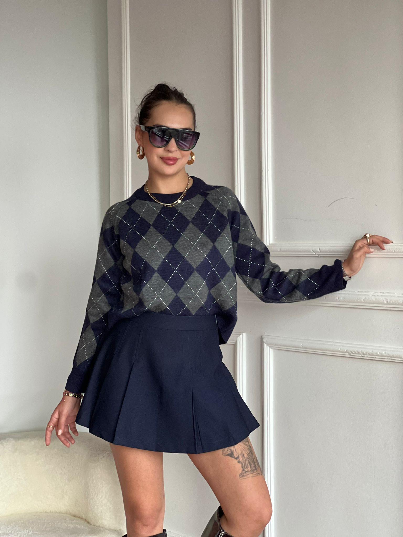 Pileli Şort Etek 250374 Lacivert