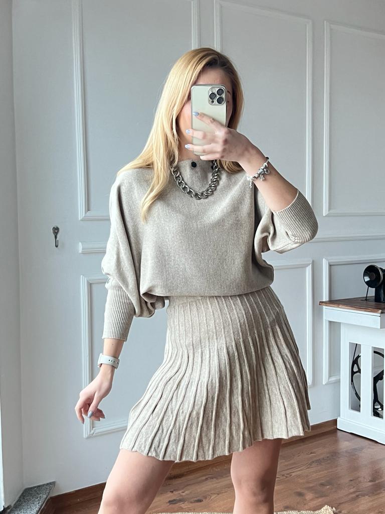 Pileli Triko Etek 4197 Bej