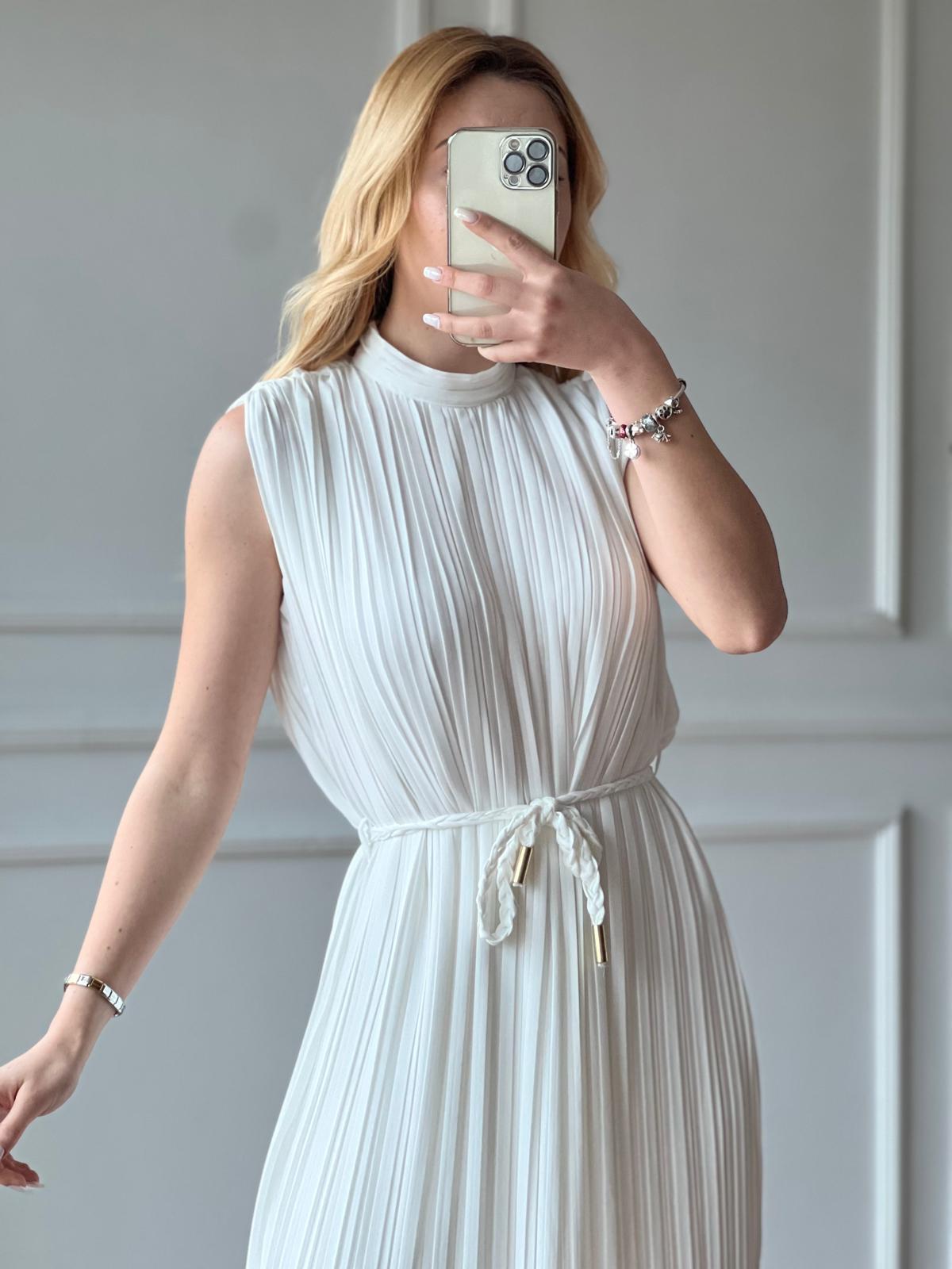 Pliseli Elbise 2416146 Ekru