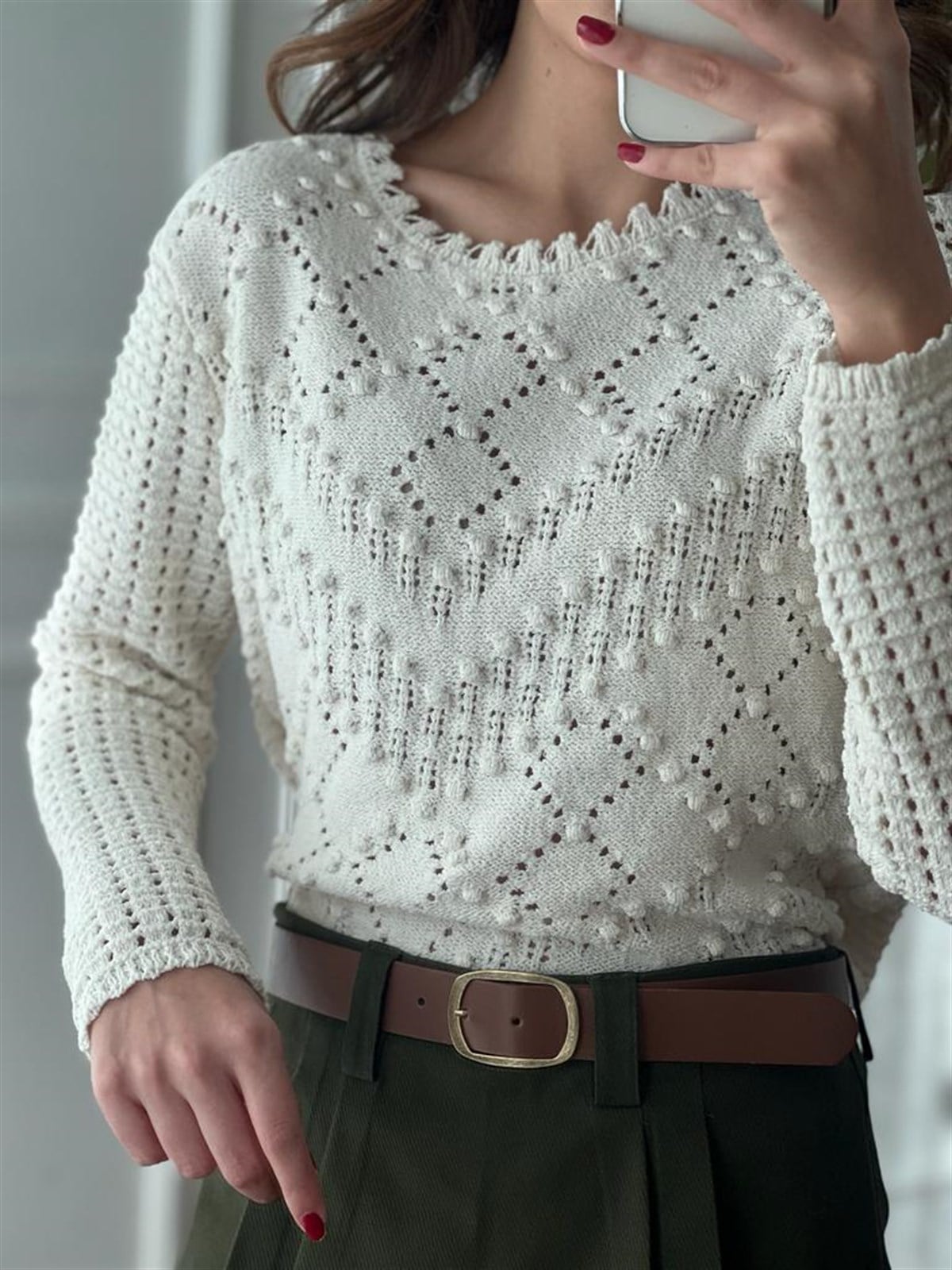 Ponponlu Kazak 3854 Ekru