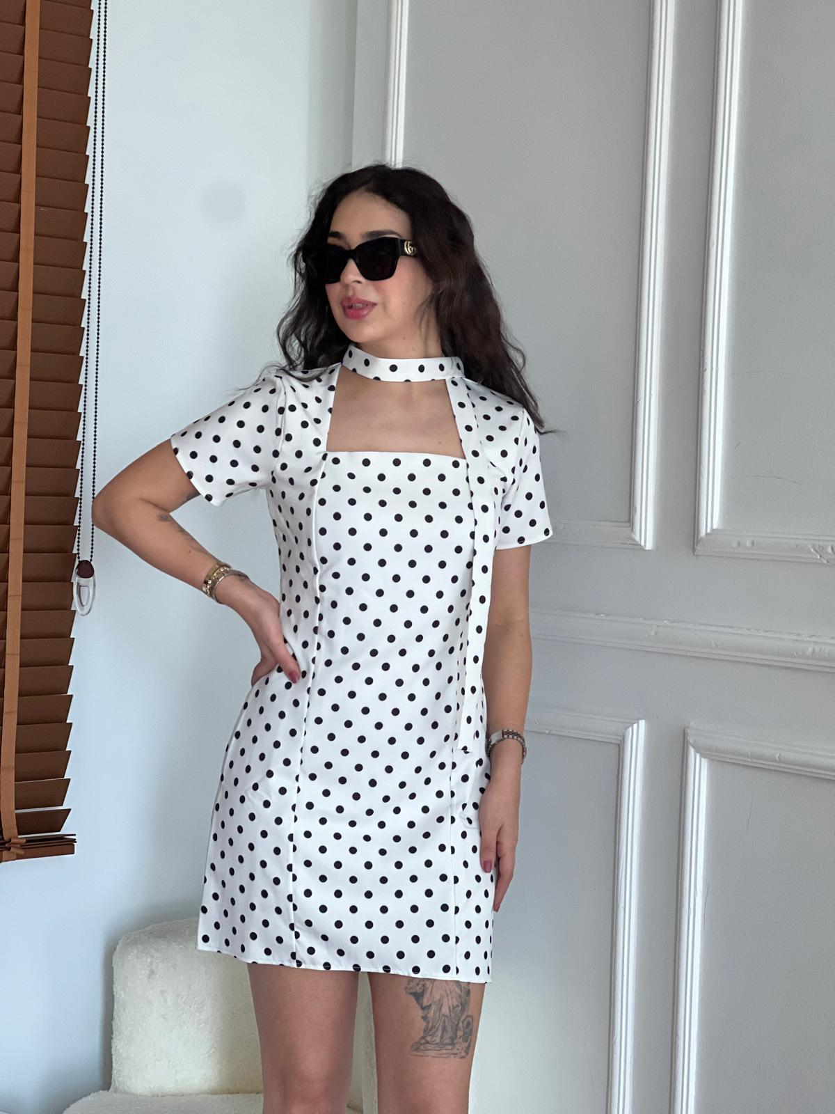 Puantiyeli Elbise 22900 Beyaz