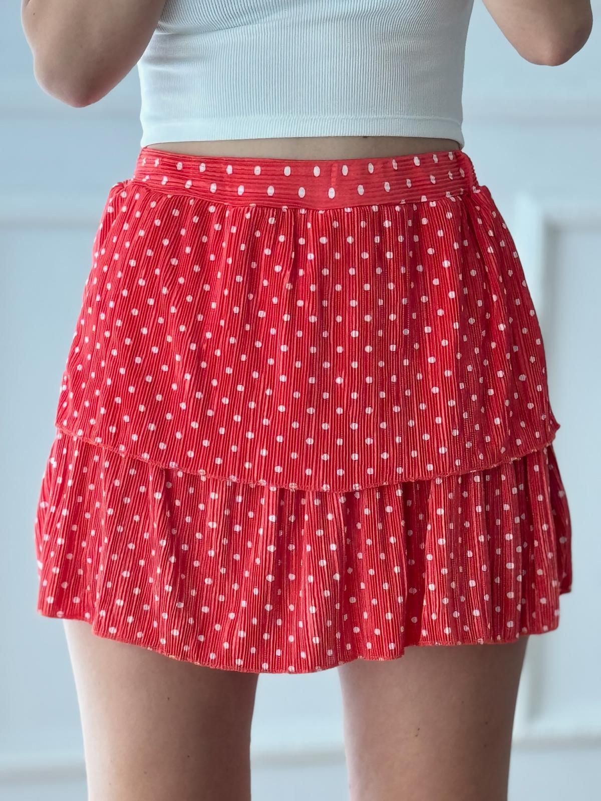 Puantiyeli Şort Etek 27826 Oranj