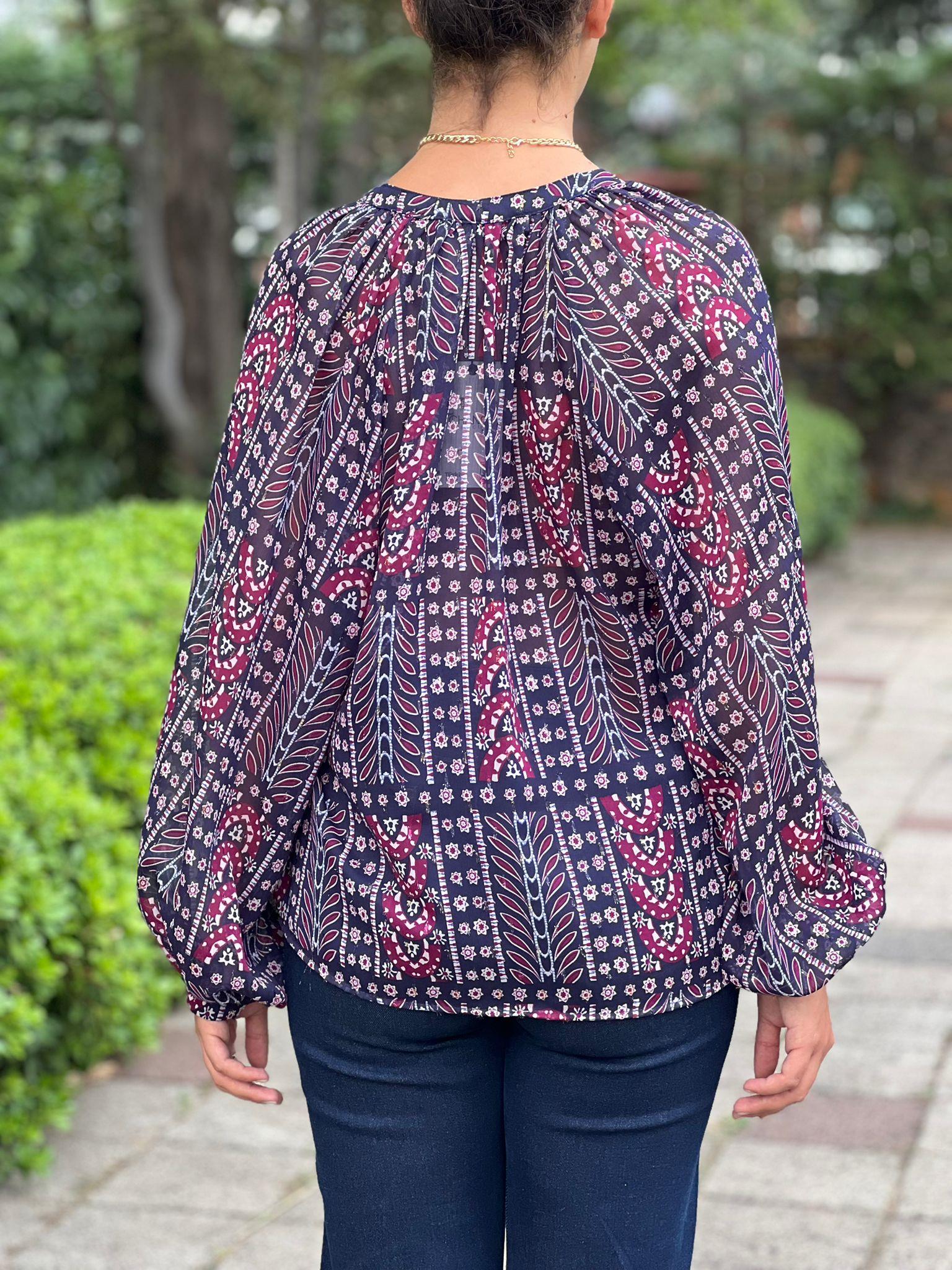 Pullu Desenli Şifon Bluz 2517495 Siyah