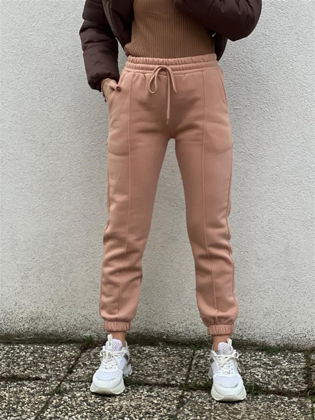 Ribanalı Biyeli Eşofman 3589 Camel