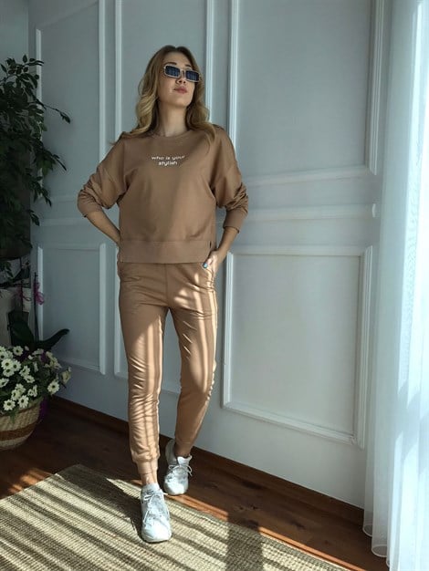 Ribanalı Eşofman 3451 Camel