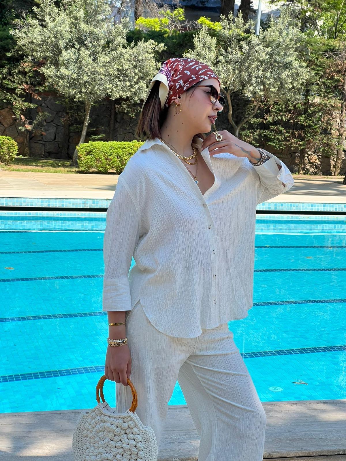 Salaş Gömlek Pantolon Takım 11576-71156 Natural