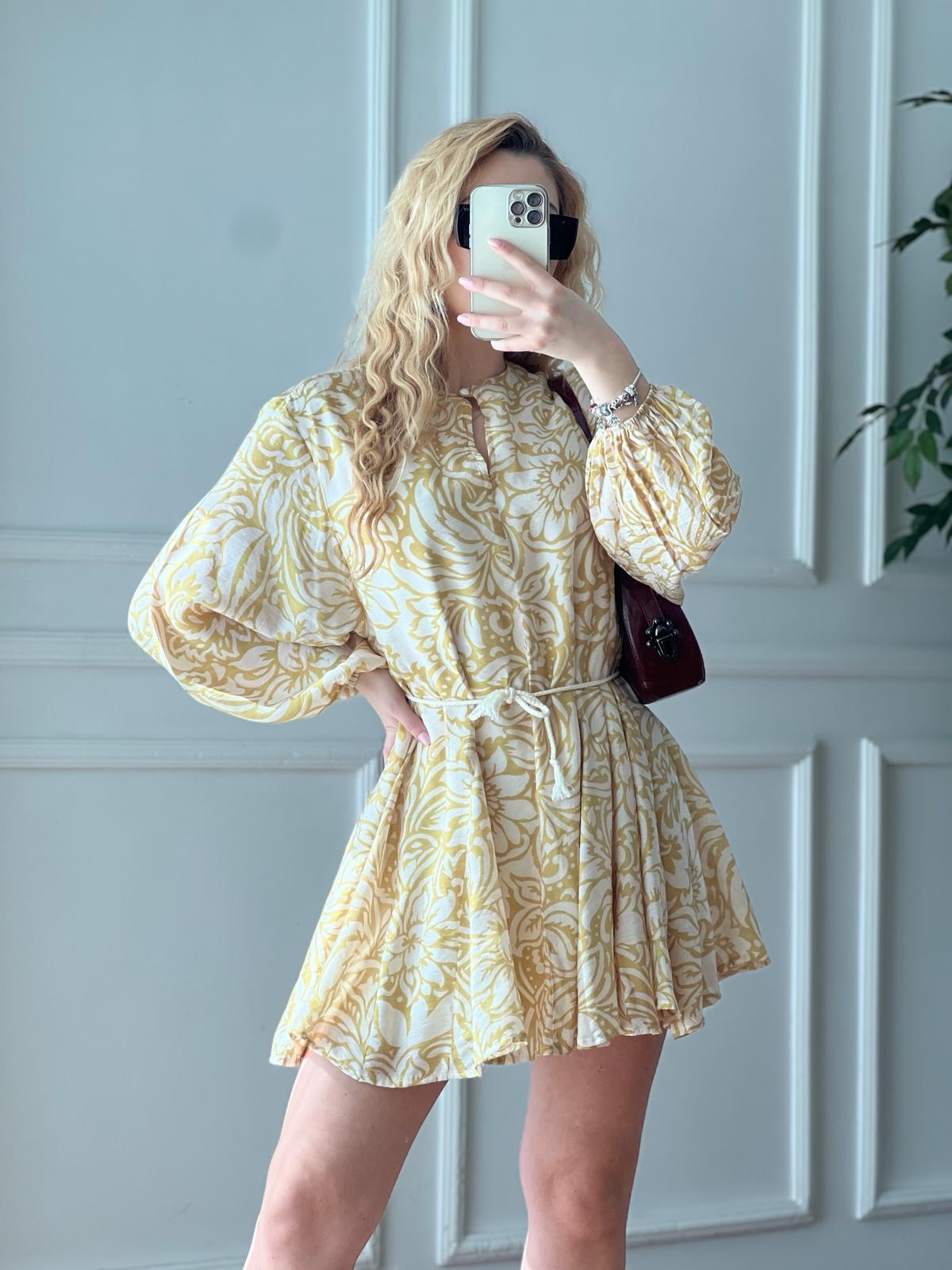 Salaş Kuşaklı Elbise 00046 Bej