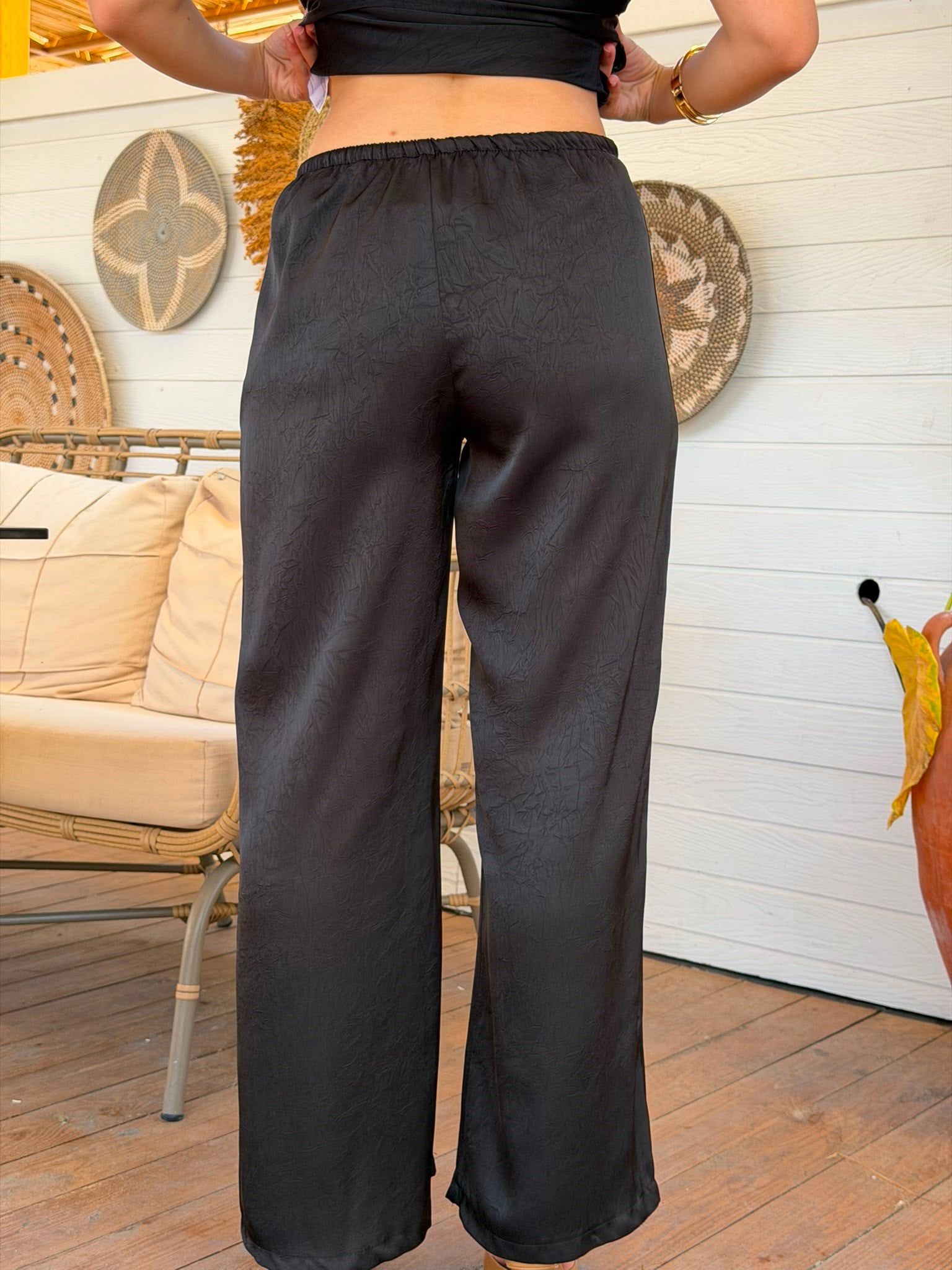 Saten Bluz Pantolon Takım 1440-1476 Siyah