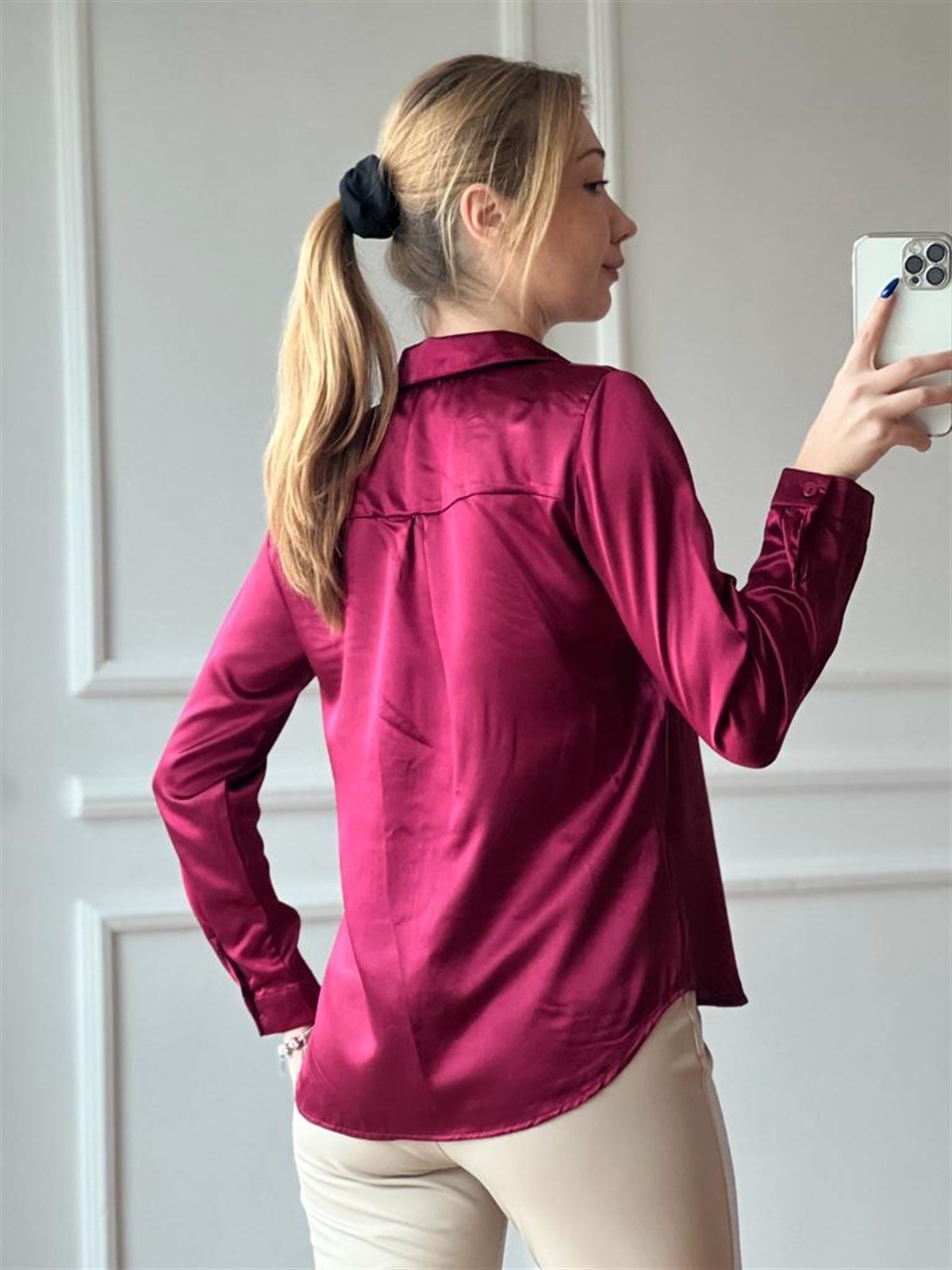 Saten Gömlek 3964 Bordo