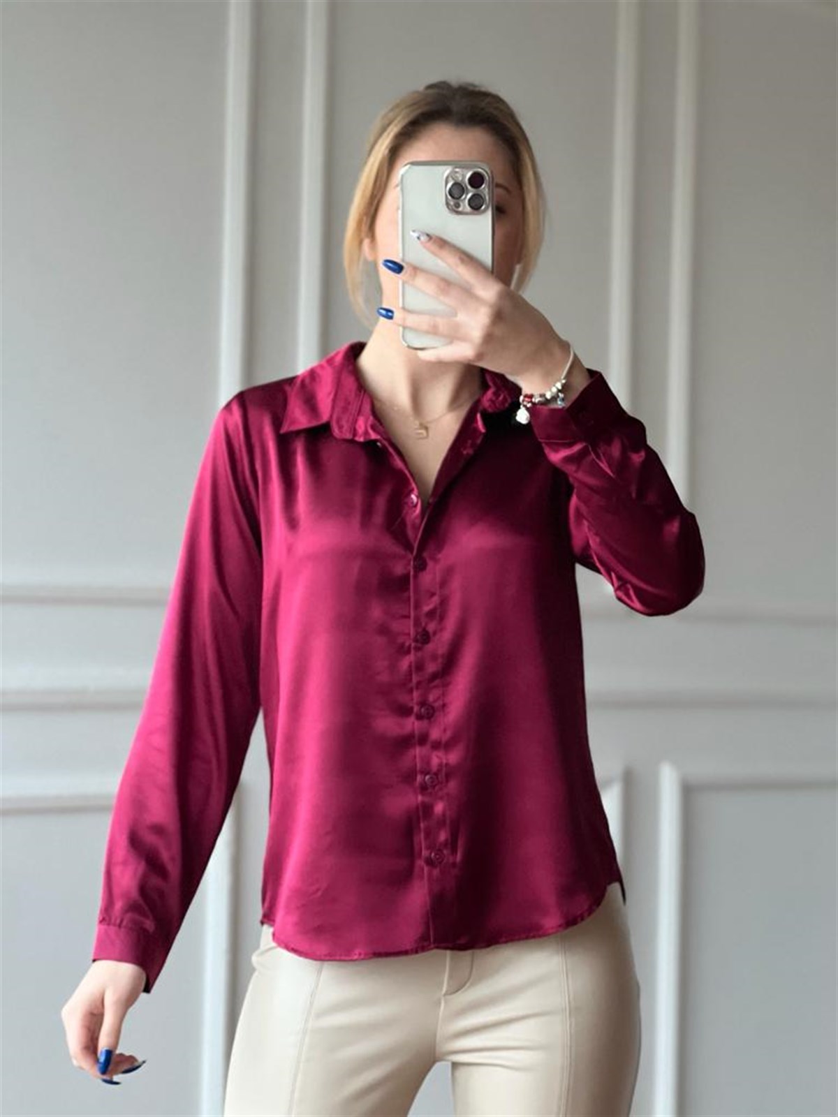 Saten Gömlek 3964 Bordo