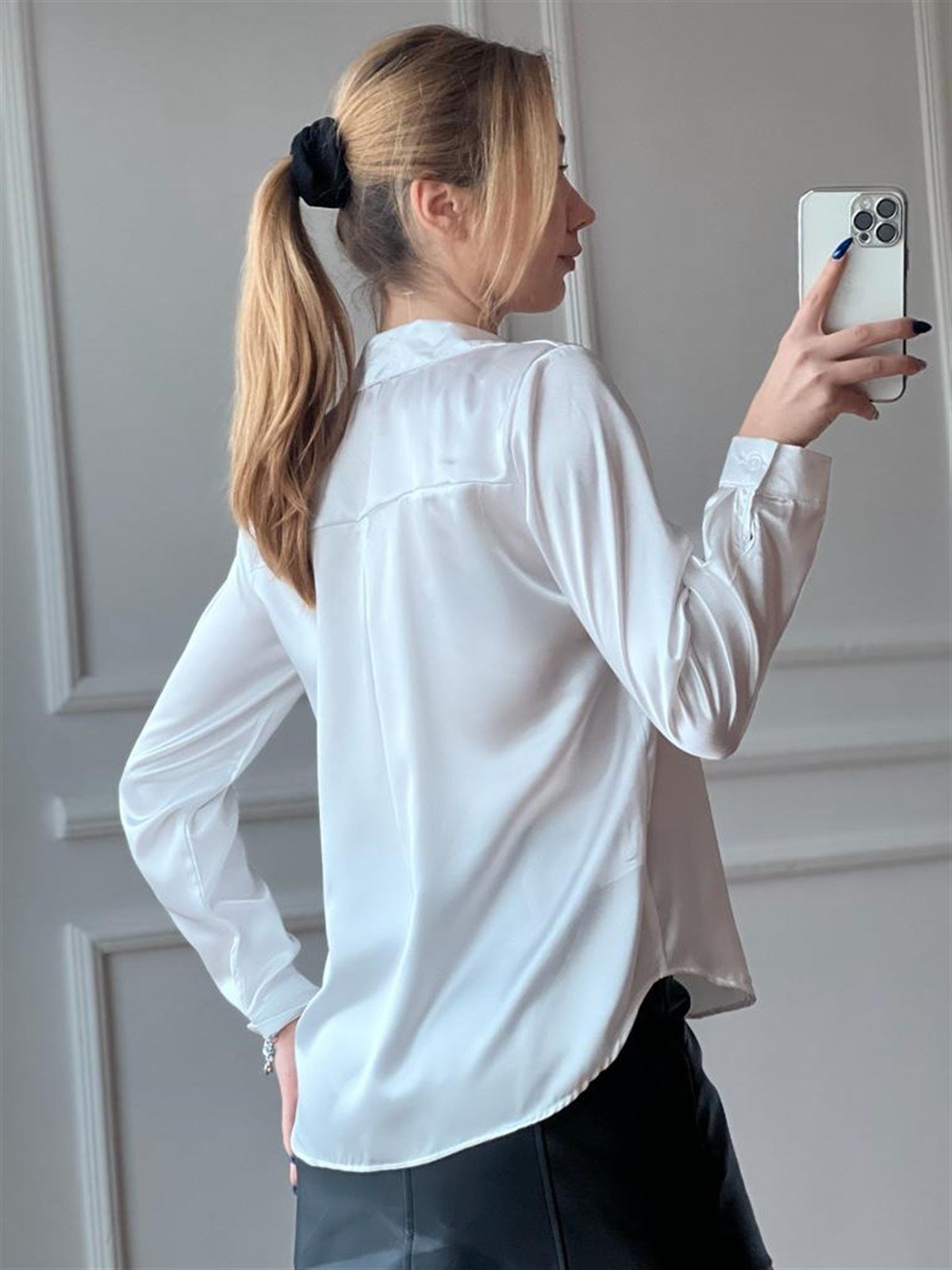 Saten Gömlek 3964 Ekru