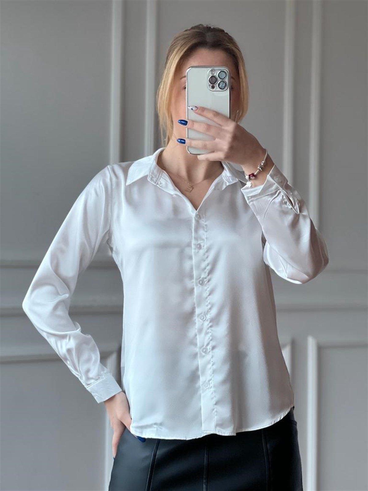 Saten Gömlek 3964 Ekru