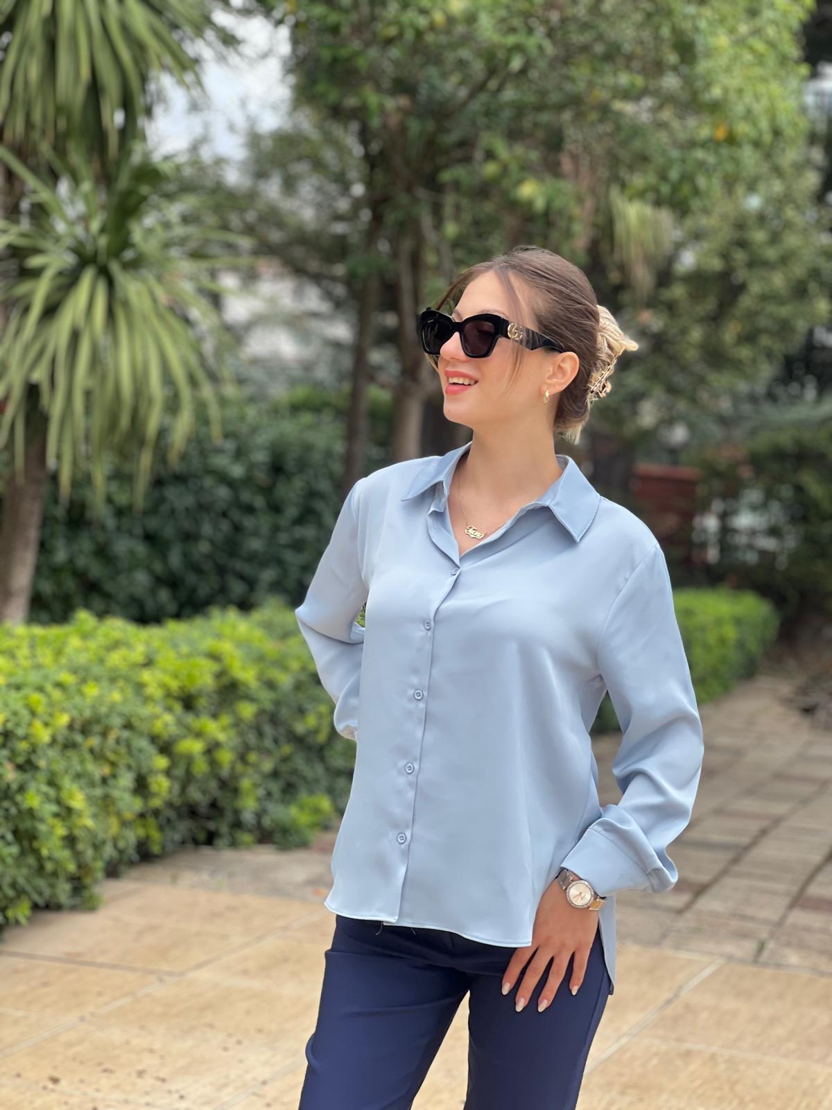 Saten Gömlek 4156 Mavi