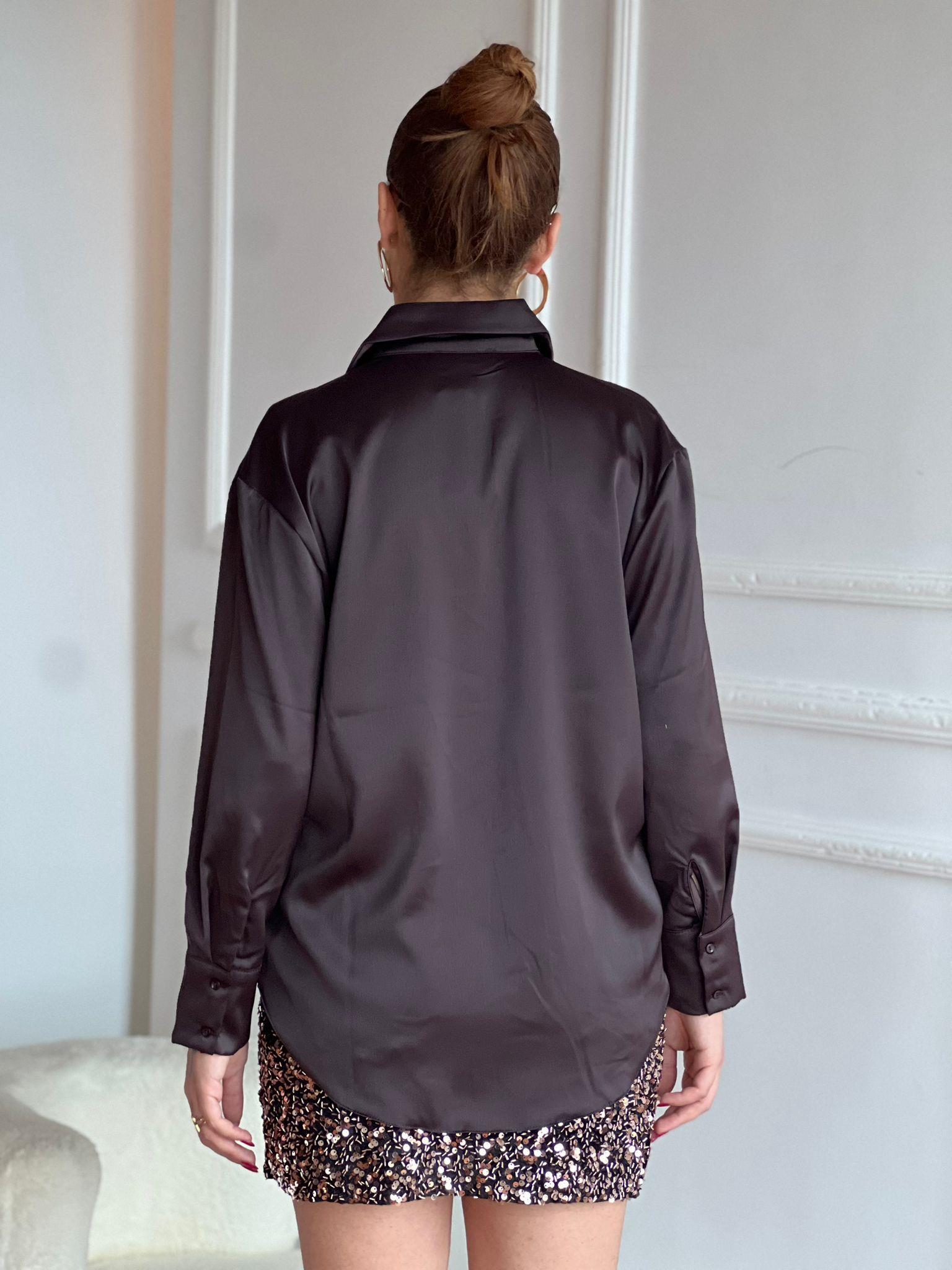 Saten Gömlek 4922 Koyu Kahve