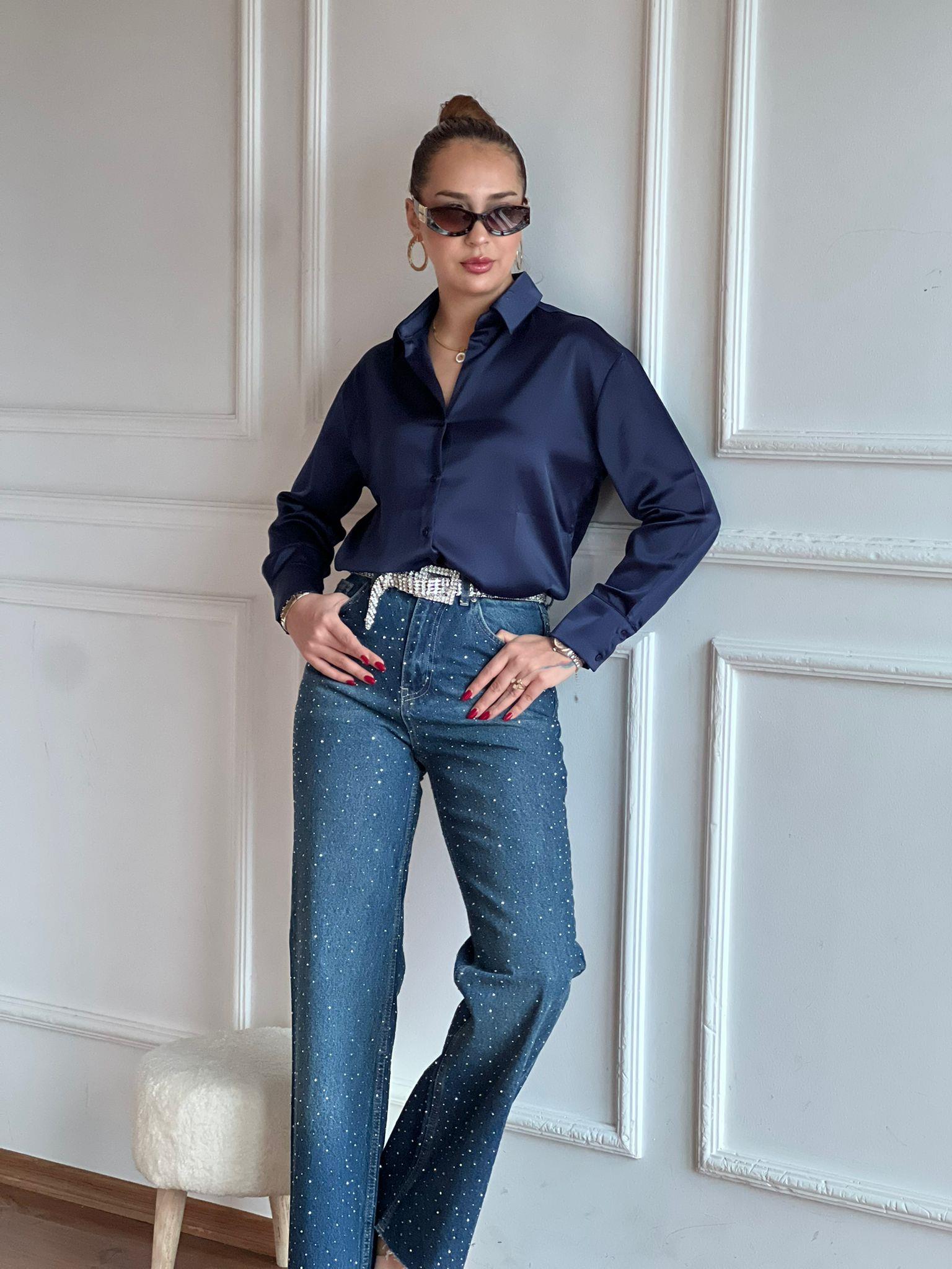 Saten Gömlek 4922 Lacivert