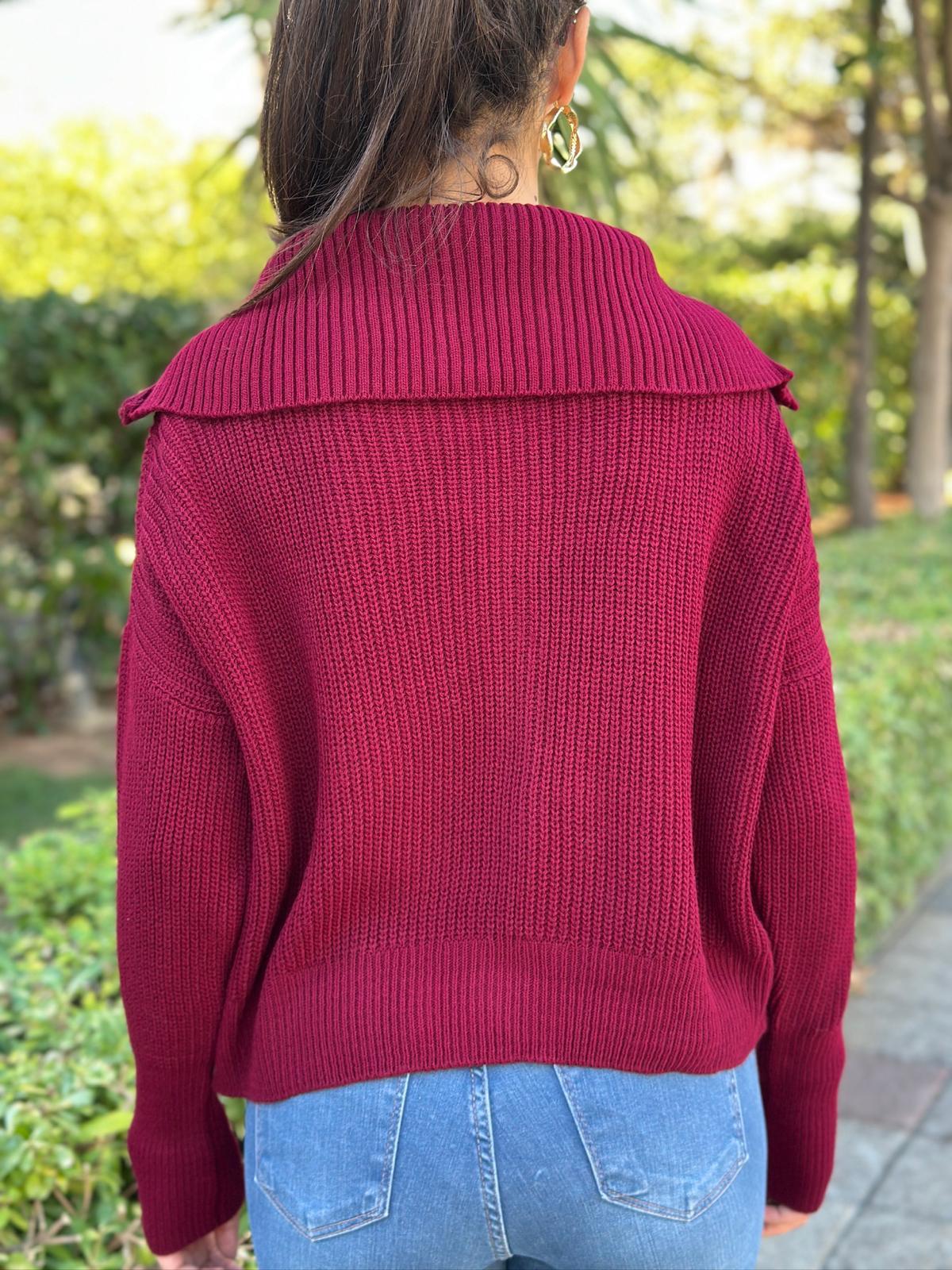 Selanik Fermuarlı Hırka 6624 Bordo