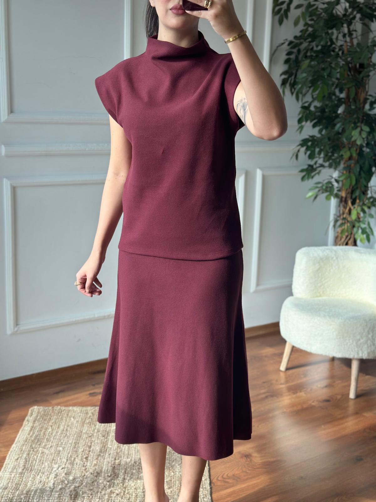 Selanik Midi Etek 80390 Bordo