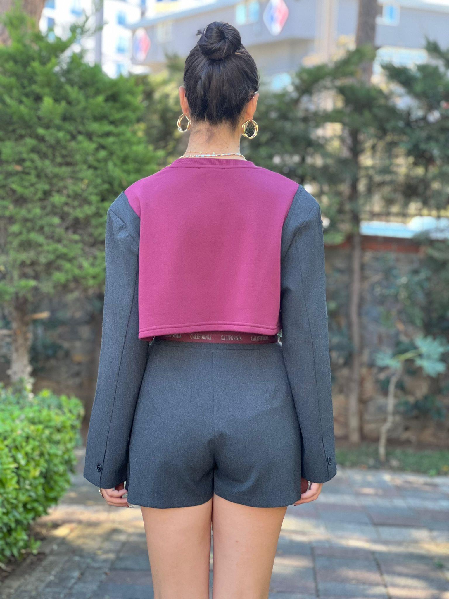 Şerit Bel Detaylı Pileli Mini Şort Etek 00794 Antrasit