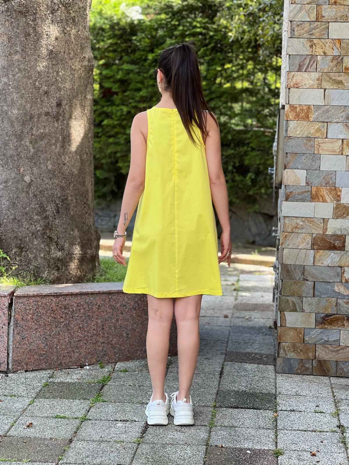 Sıfır Kol Elbise 28653 Sarı