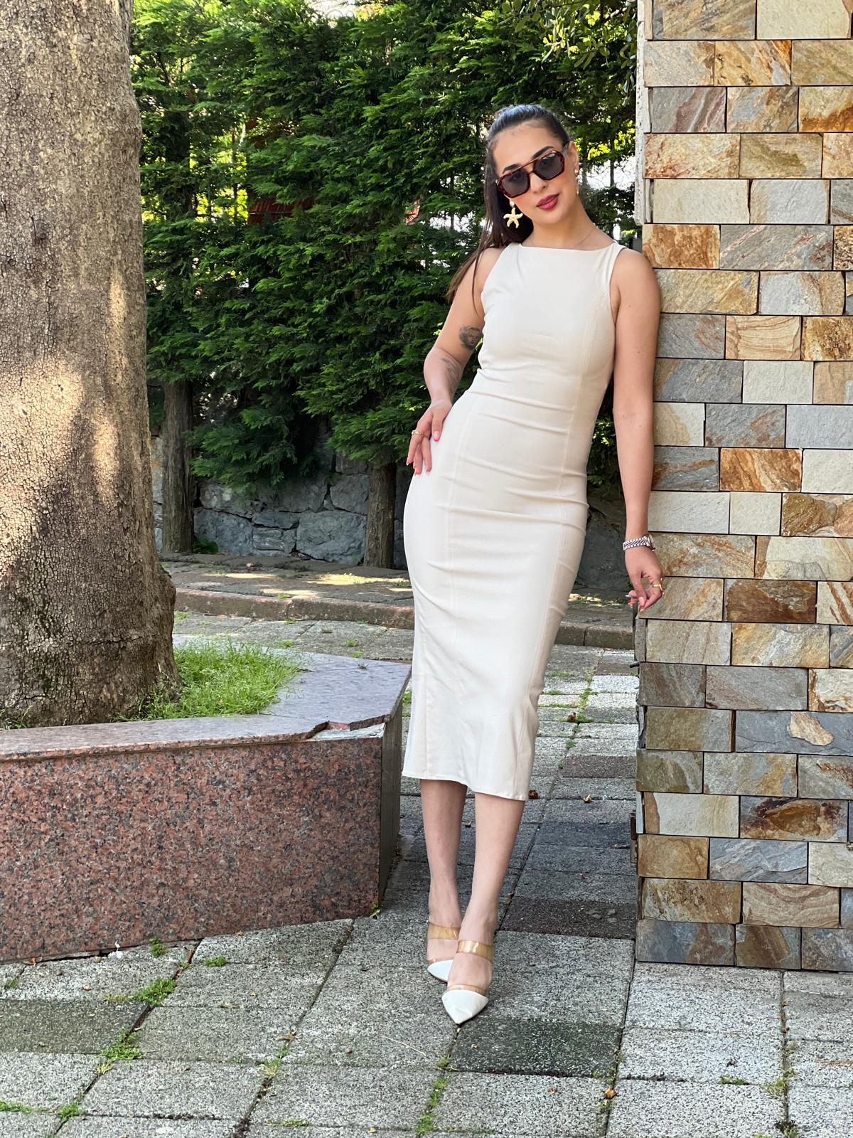 Sıfır Kol Elbise 91099 Taş