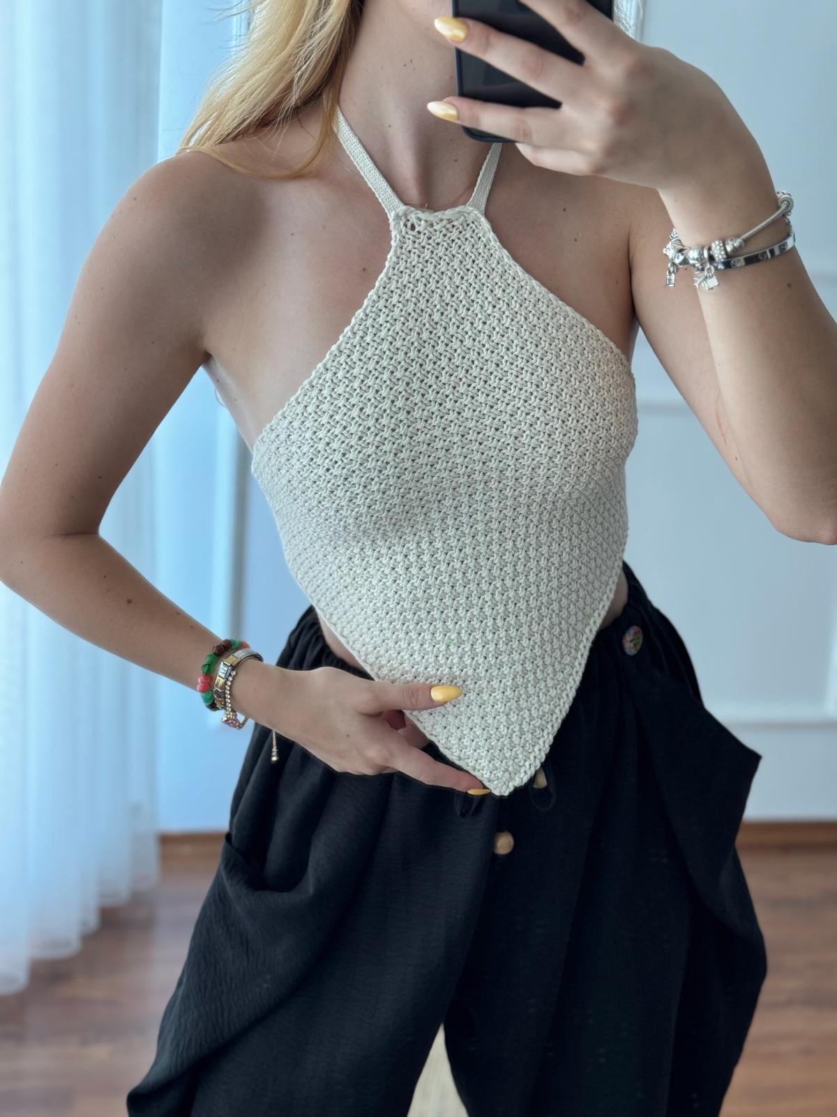 Sırt Dekolteli Bağlamalı Atlet 3703 Bej