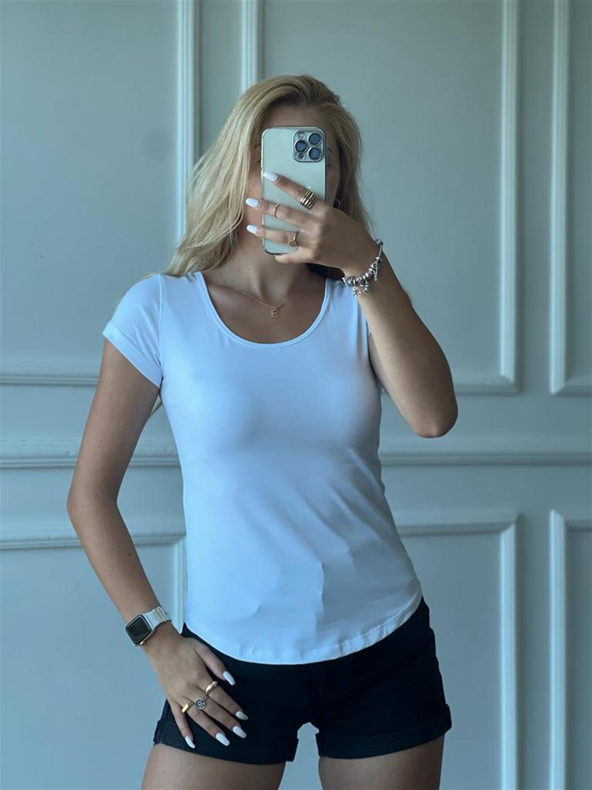 Sırtı Çarpraz Bağcıklı Tshirt 9222 Beyaz