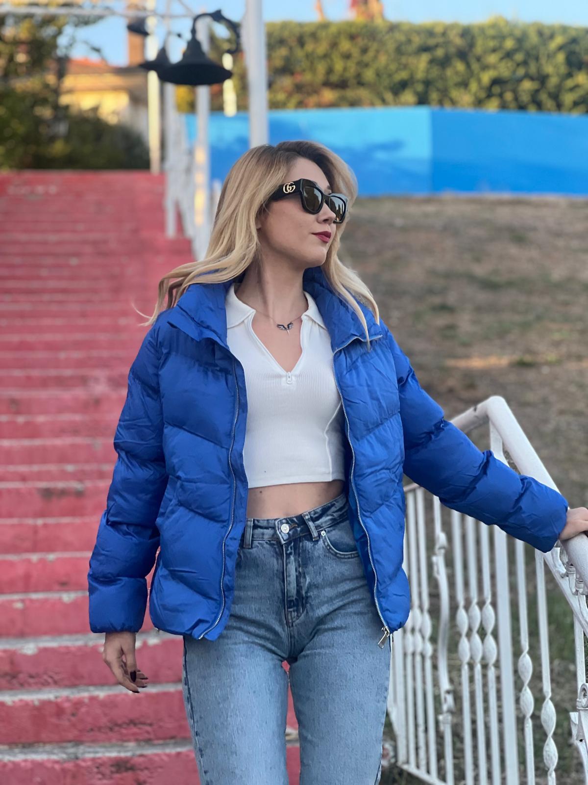 Şişme Mont 3179 Saks Mavisi