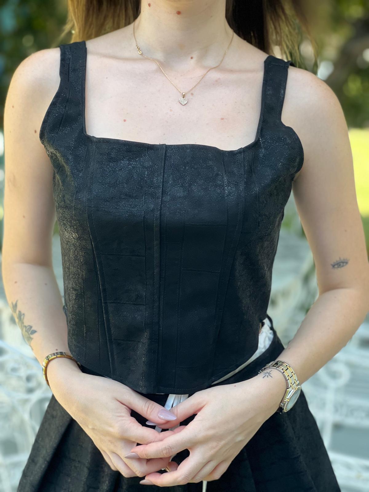 Süet Askılı Bluz 29052 Siyah