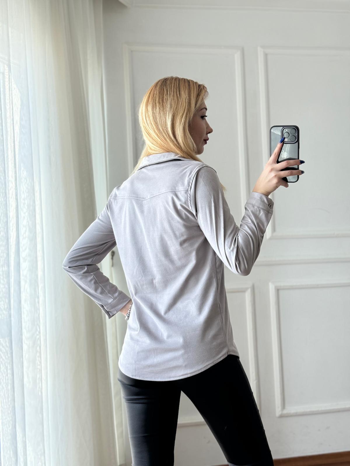 Süet Gömlek 29264 Gri