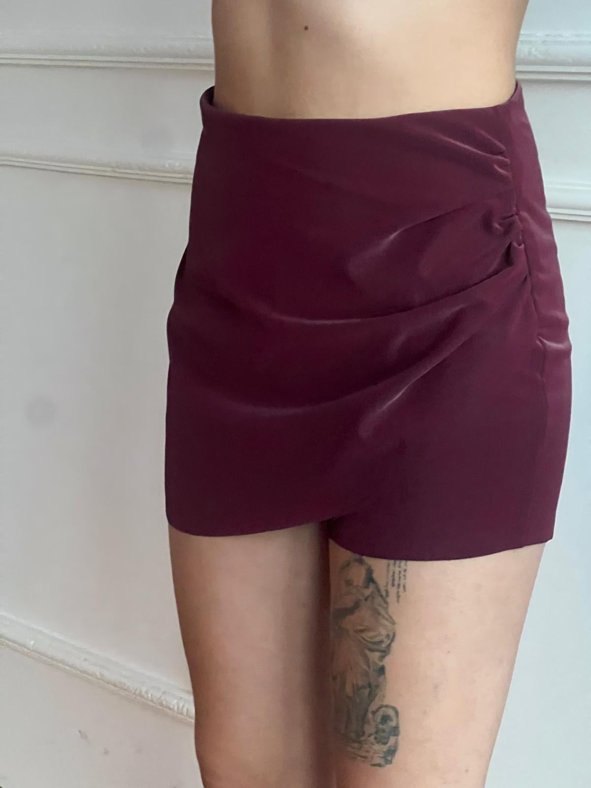 Süet Şort Etek 28062 Bordo