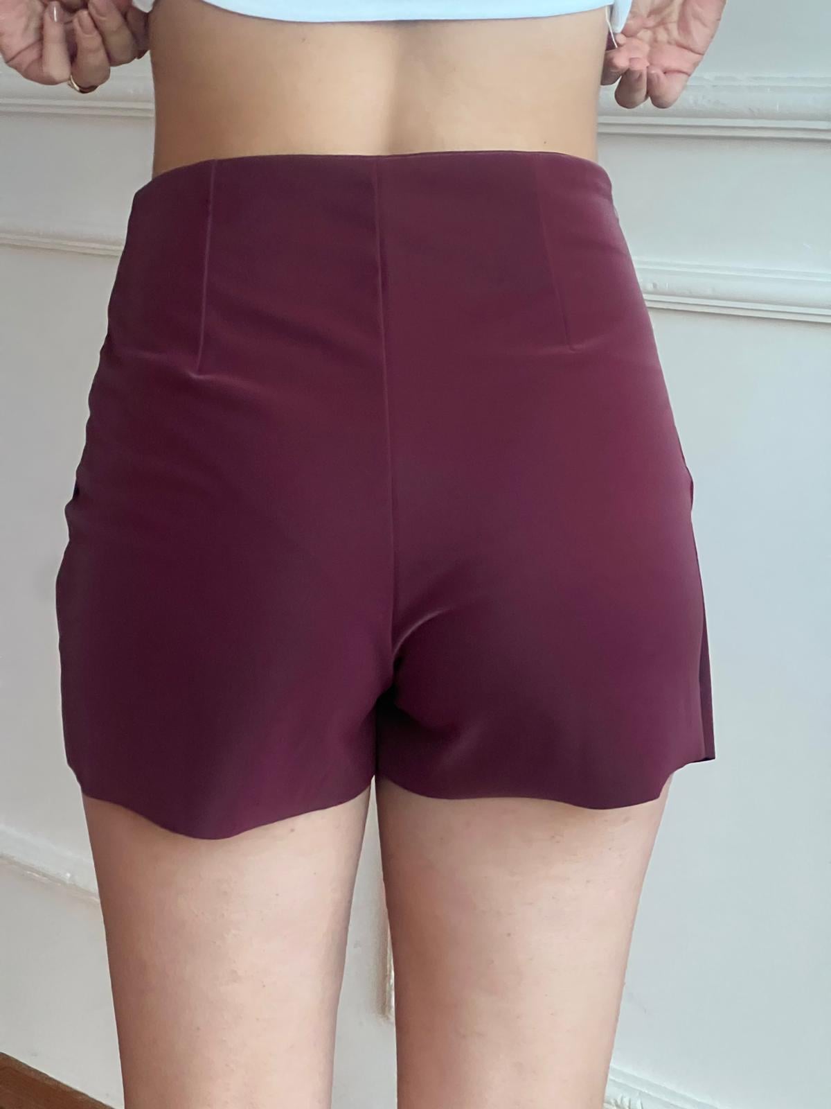 Süet Şort Etek 28062 Bordo