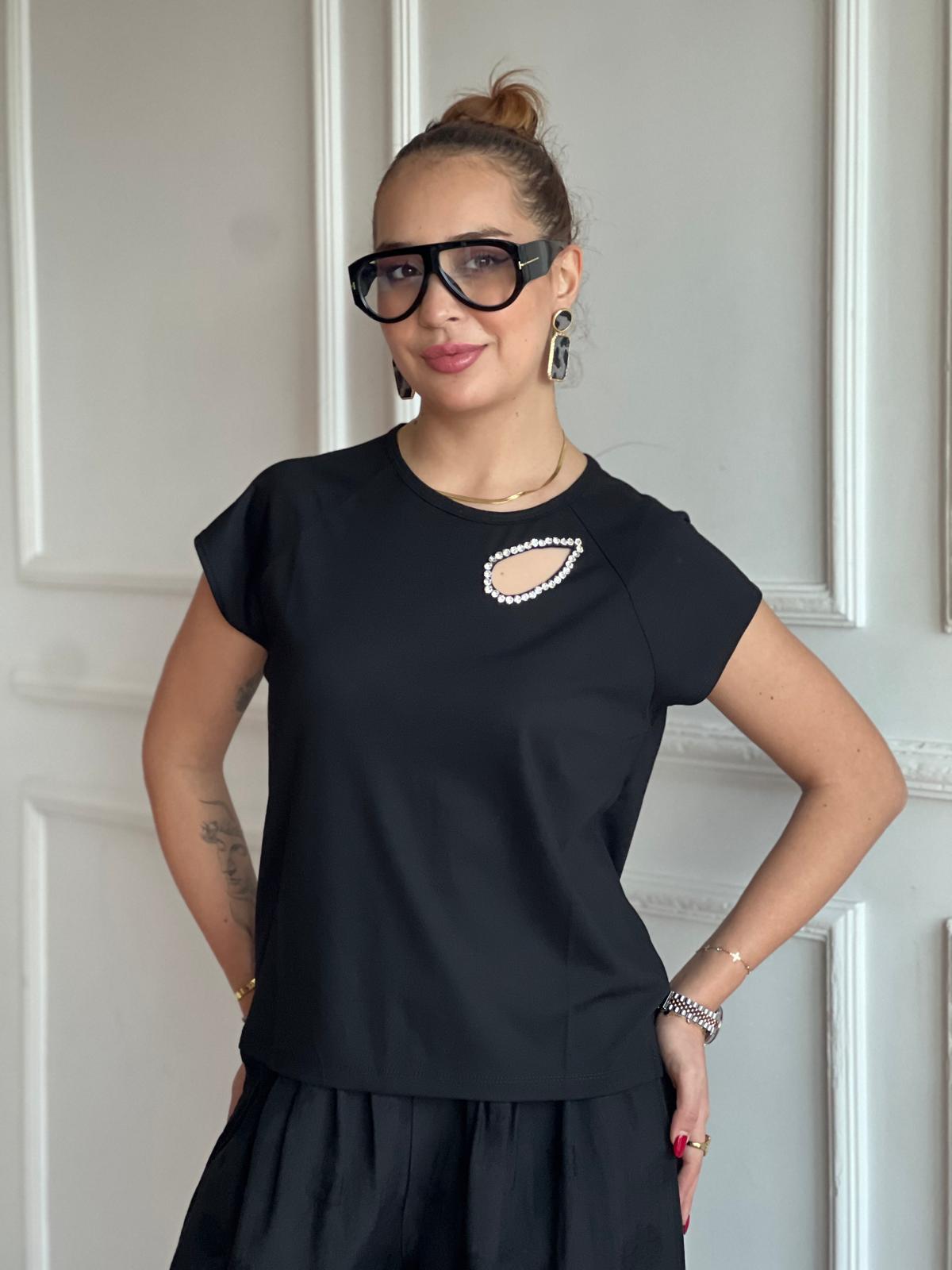 Taş Detaylı Pencereli Bluz 30668 Ekru