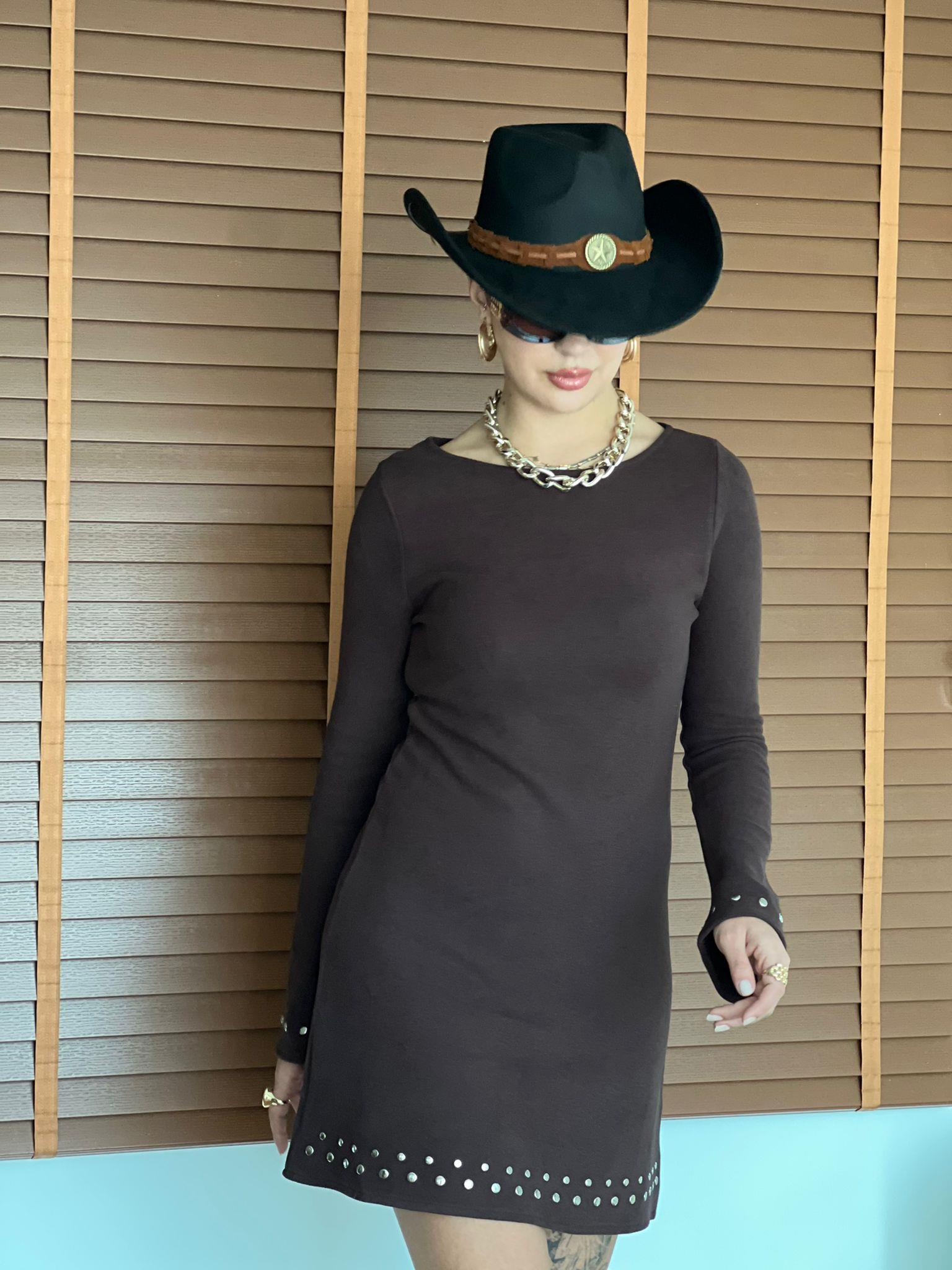 Taşlı Elbise 17263 Kahverengi