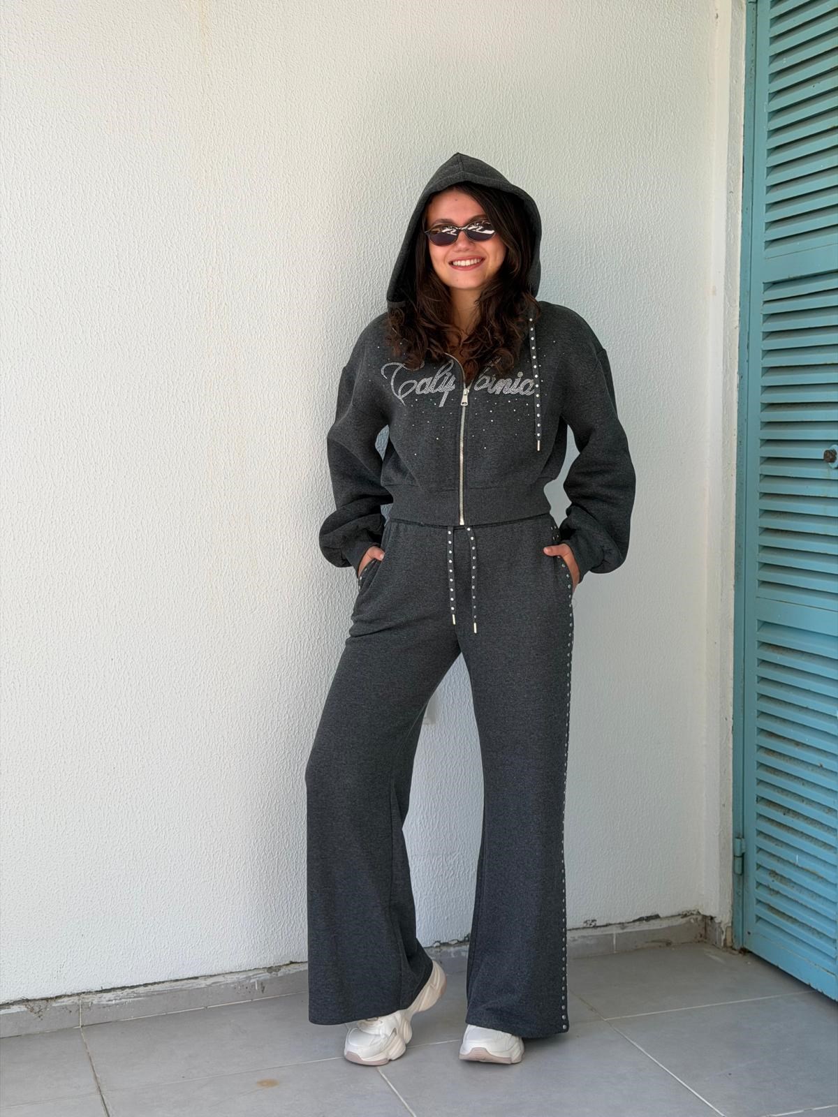 Taşlı Eşofman 02507 Antrasit