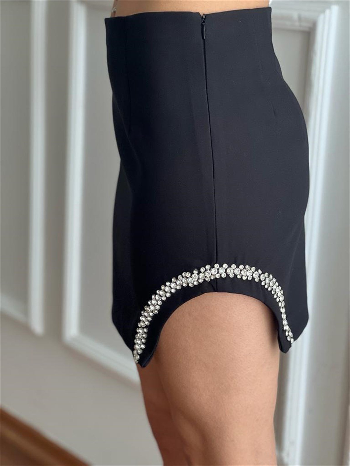 Taşlı Etek 4036 Siyah