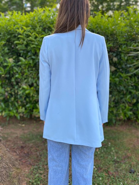 Tek Düğmeli Blazer Ceket 21-154 Bebe Mavisi