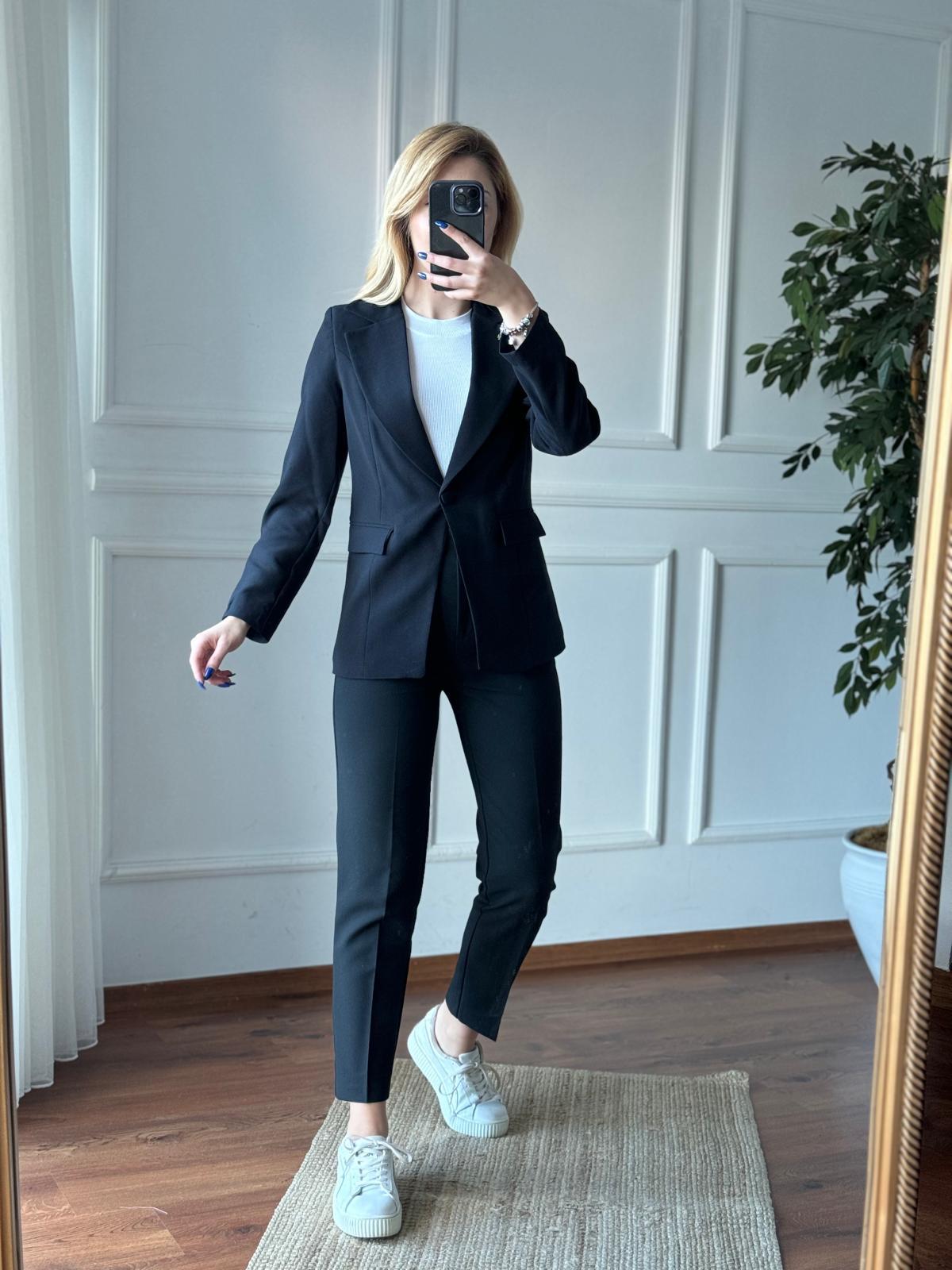 Tek Düğmeli Blazer Ceket 4491 Siyah