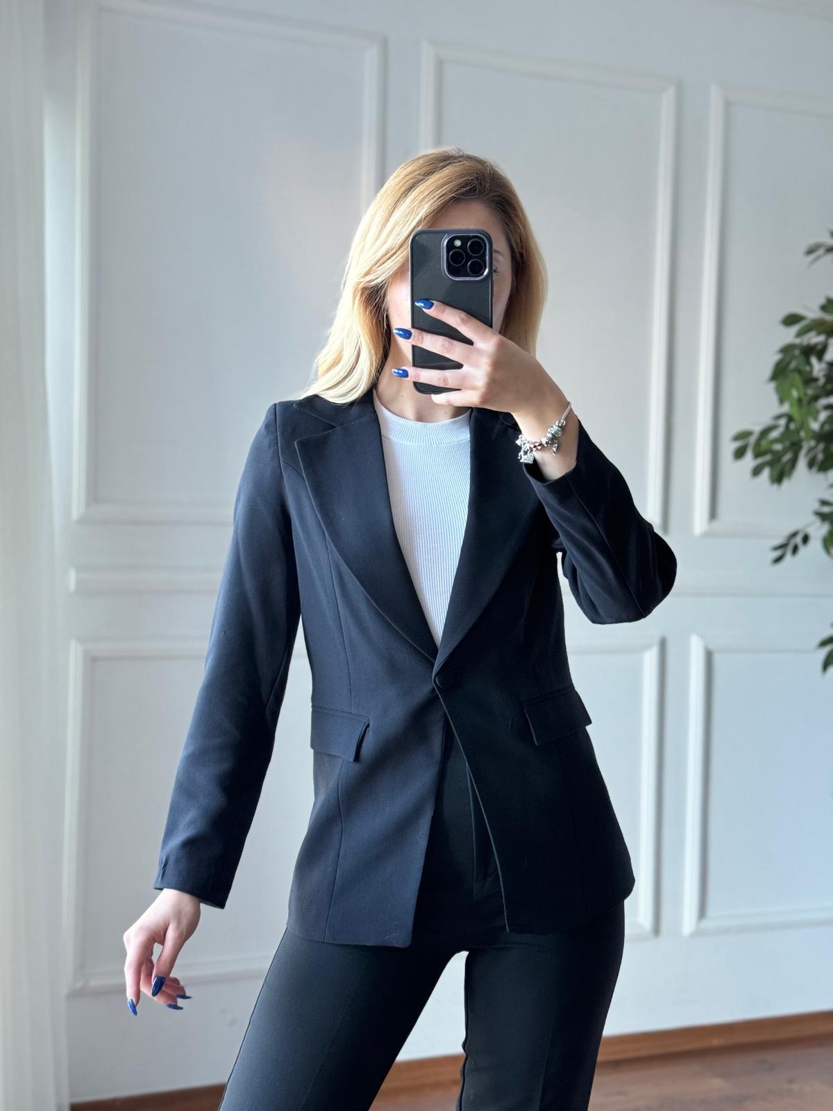 Tek Düğmeli Blazer Ceket 4491 Siyah