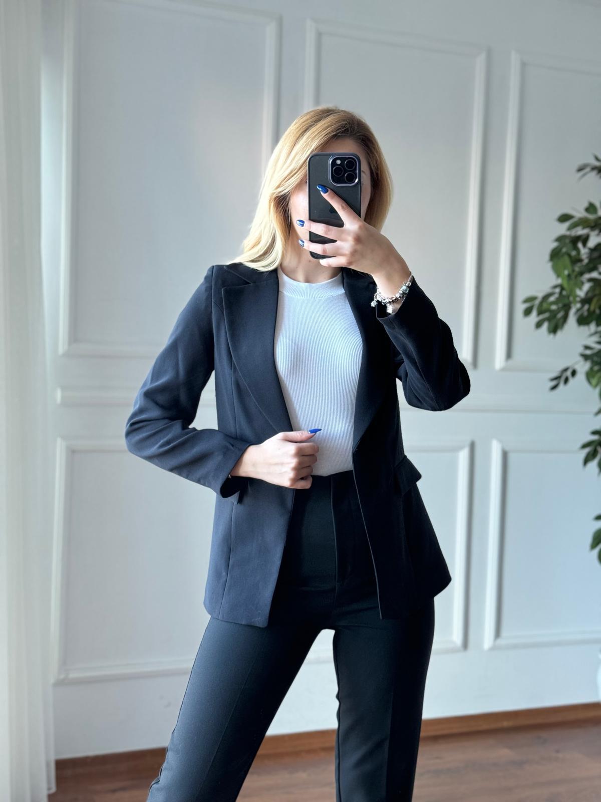 Tek Düğmeli Blazer Ceket 4491 Siyah