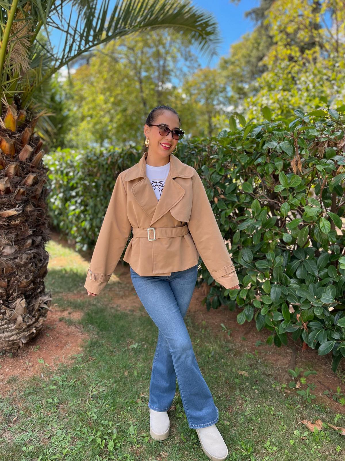 Tokalı Kısa Trenç 6921 Camel