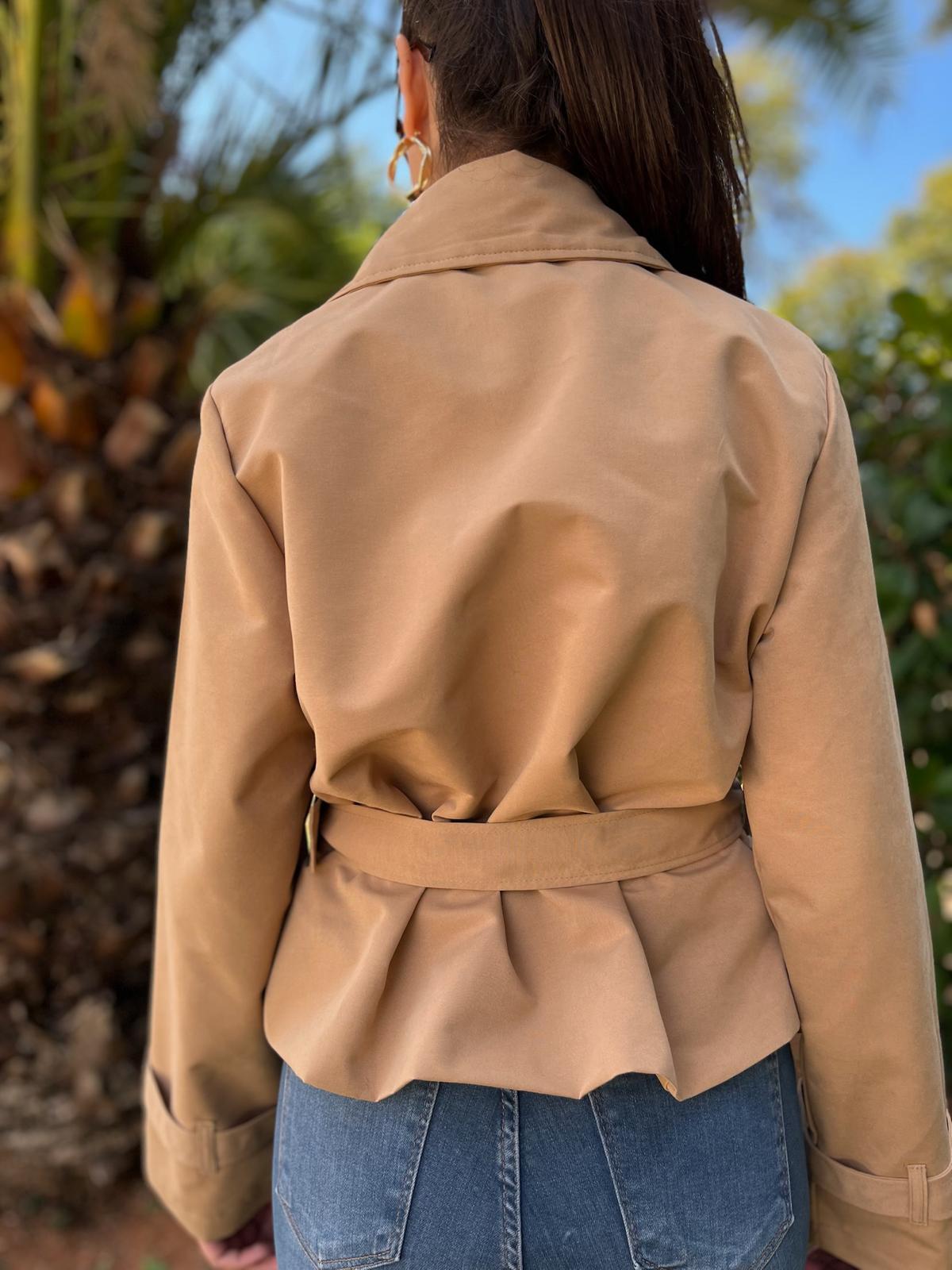 Tokalı Kısa Trenç 6921 Camel