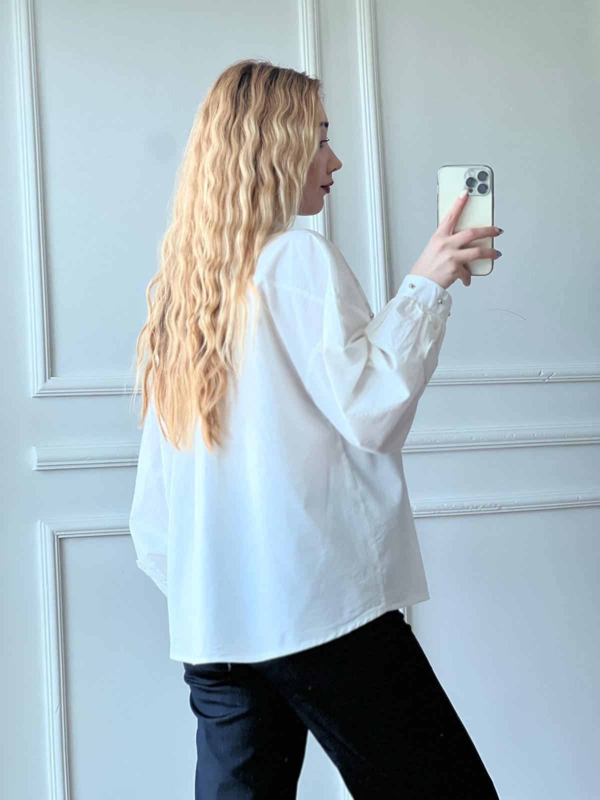 Trok Detaylı Gömlek 24107 Ekru