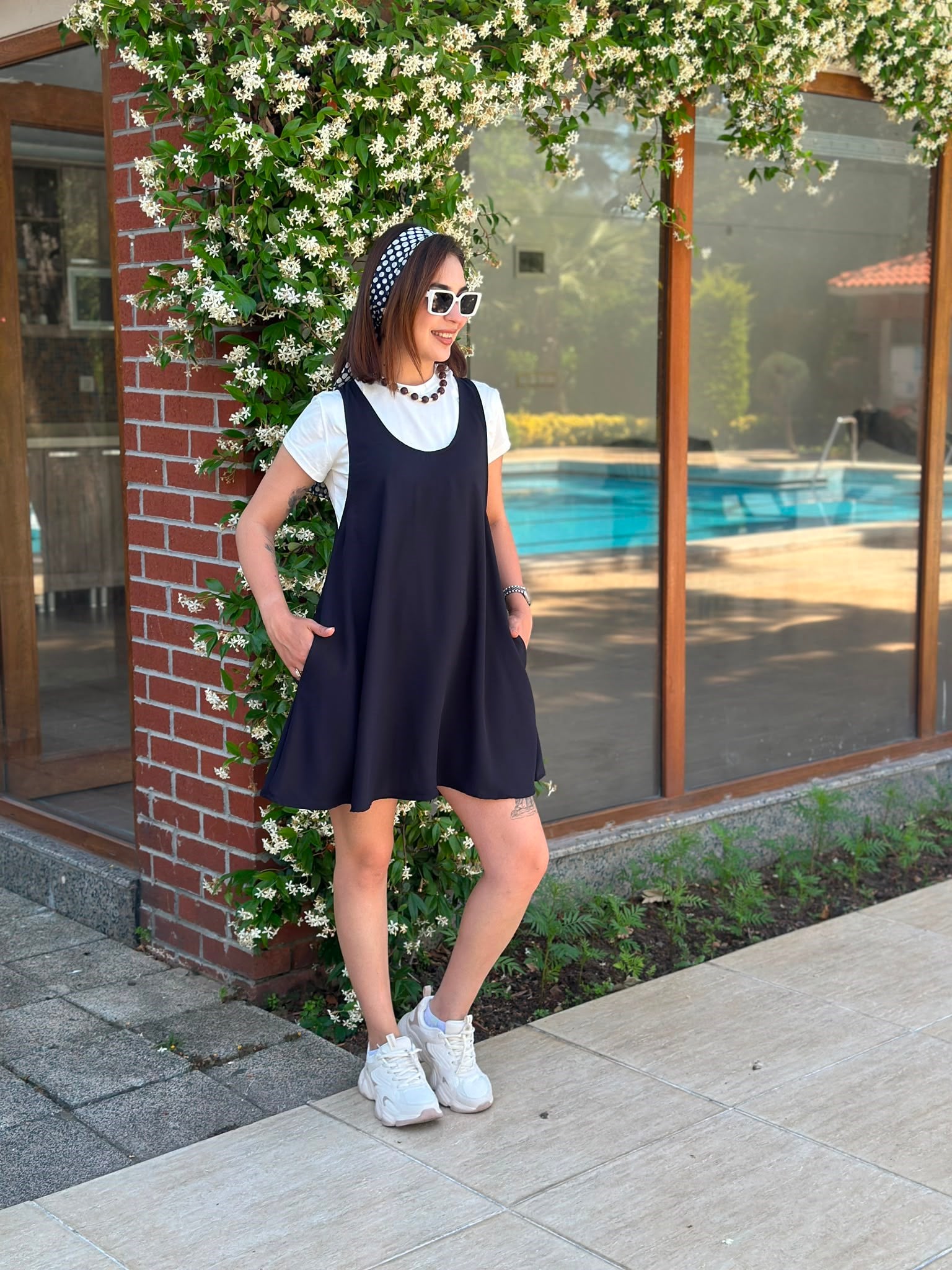Tshirtlü Kısa Elbise 4153 Siyah