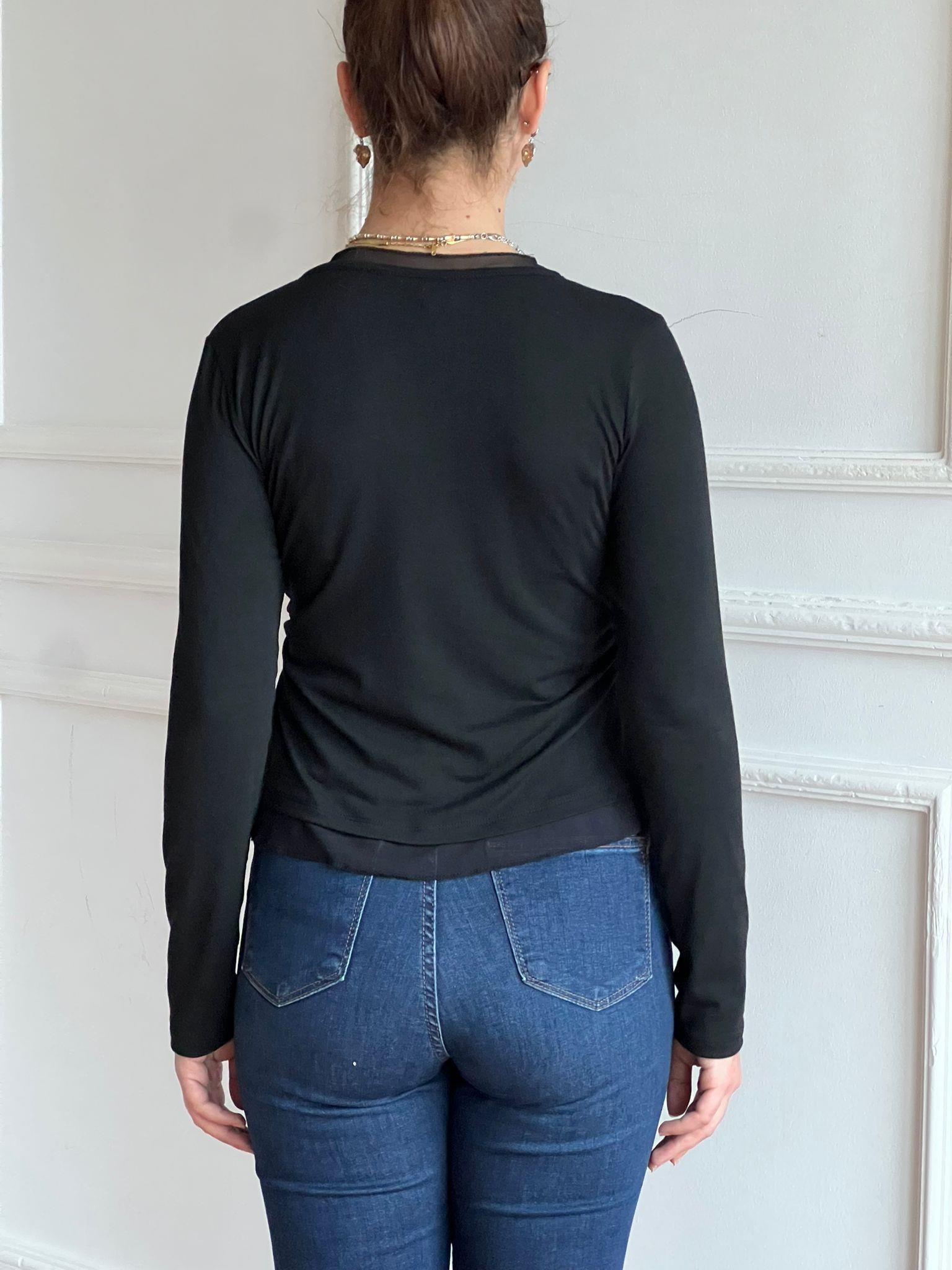 Tül Garnili Örme Bluz 2618076 Siyah