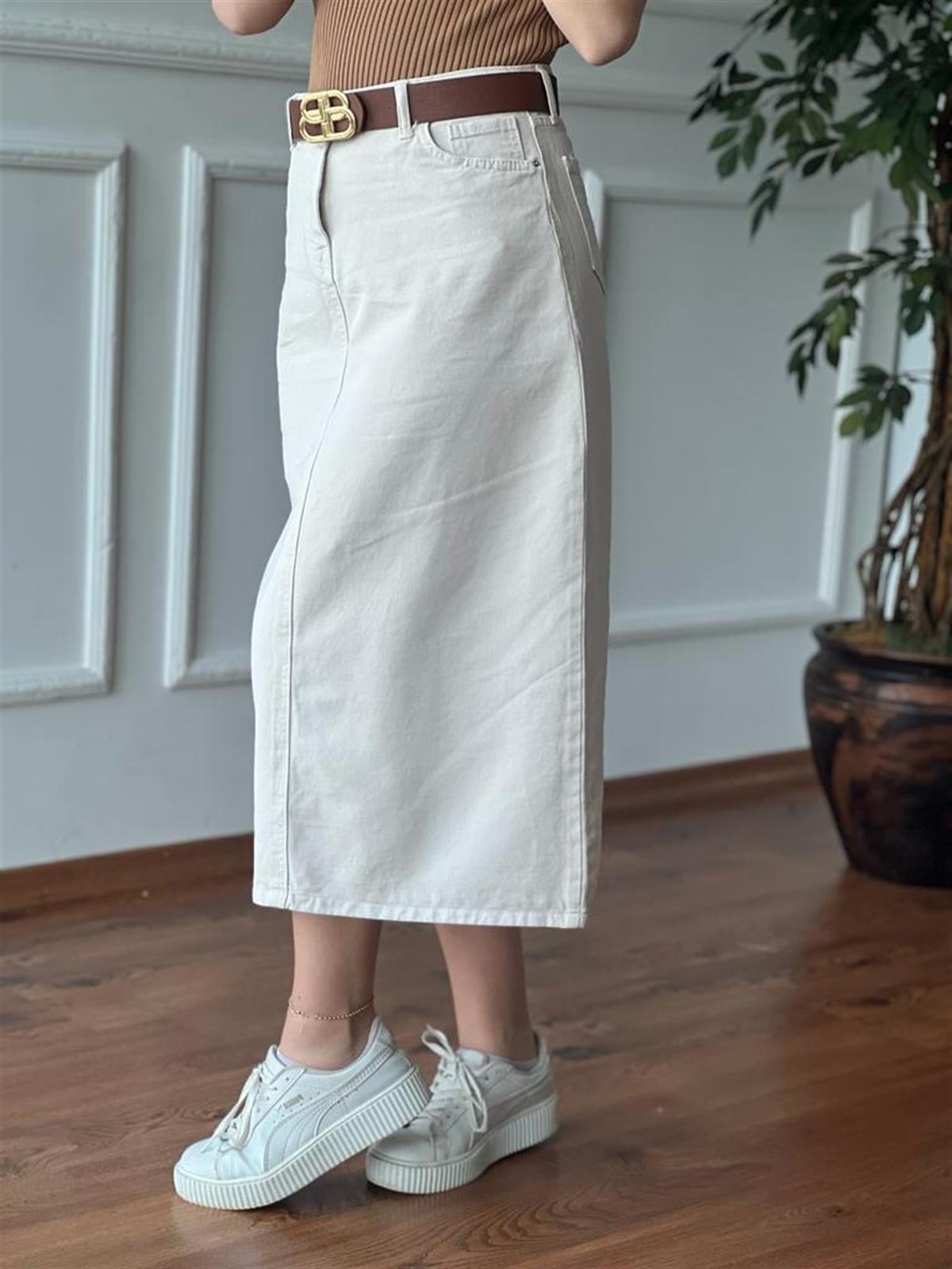 Uzun Gabardin Etek 4819 Taş