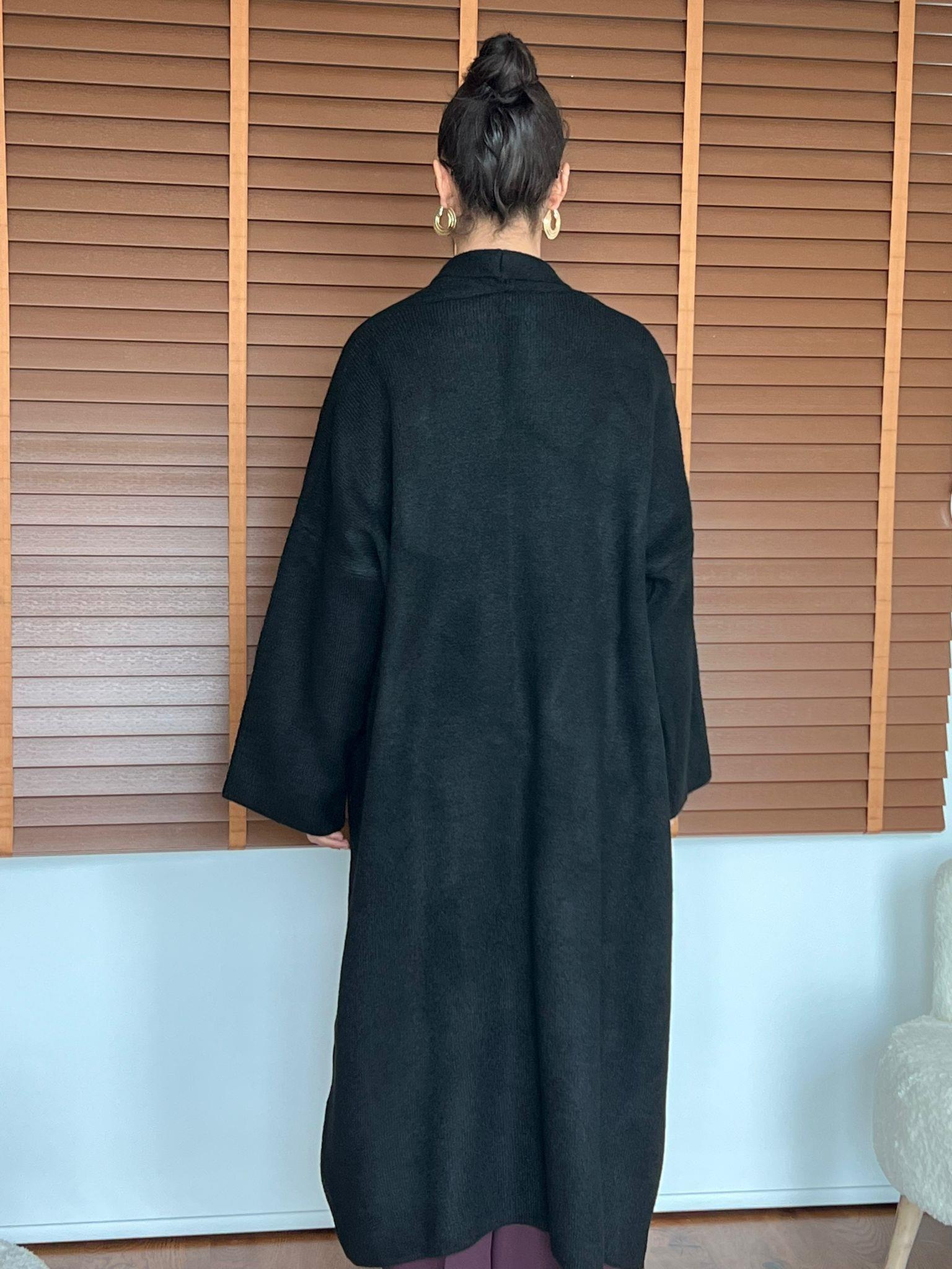 Uzun Salaş Triko Hırka 91828 Siyah