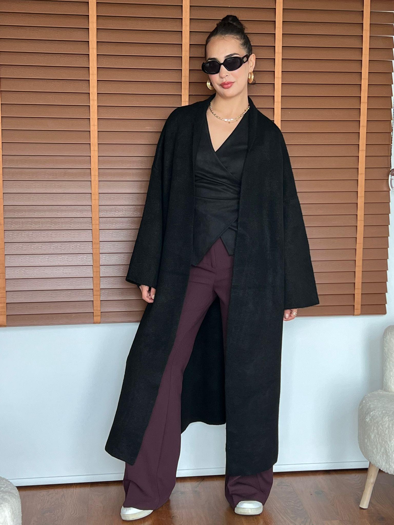 Uzun Salaş Triko Hırka 91828 Siyah