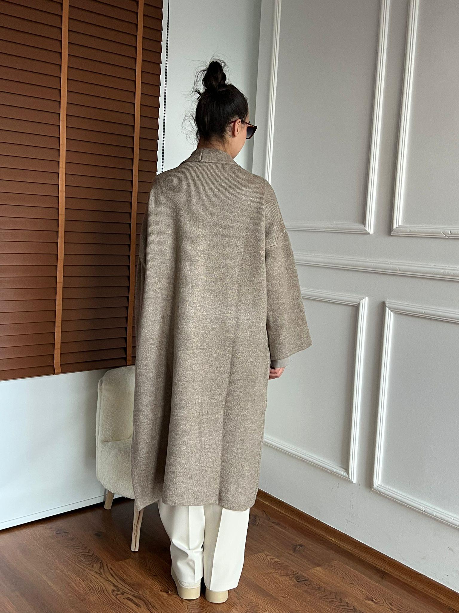 Uzun Salaş Triko Hırka 91828 Vizon