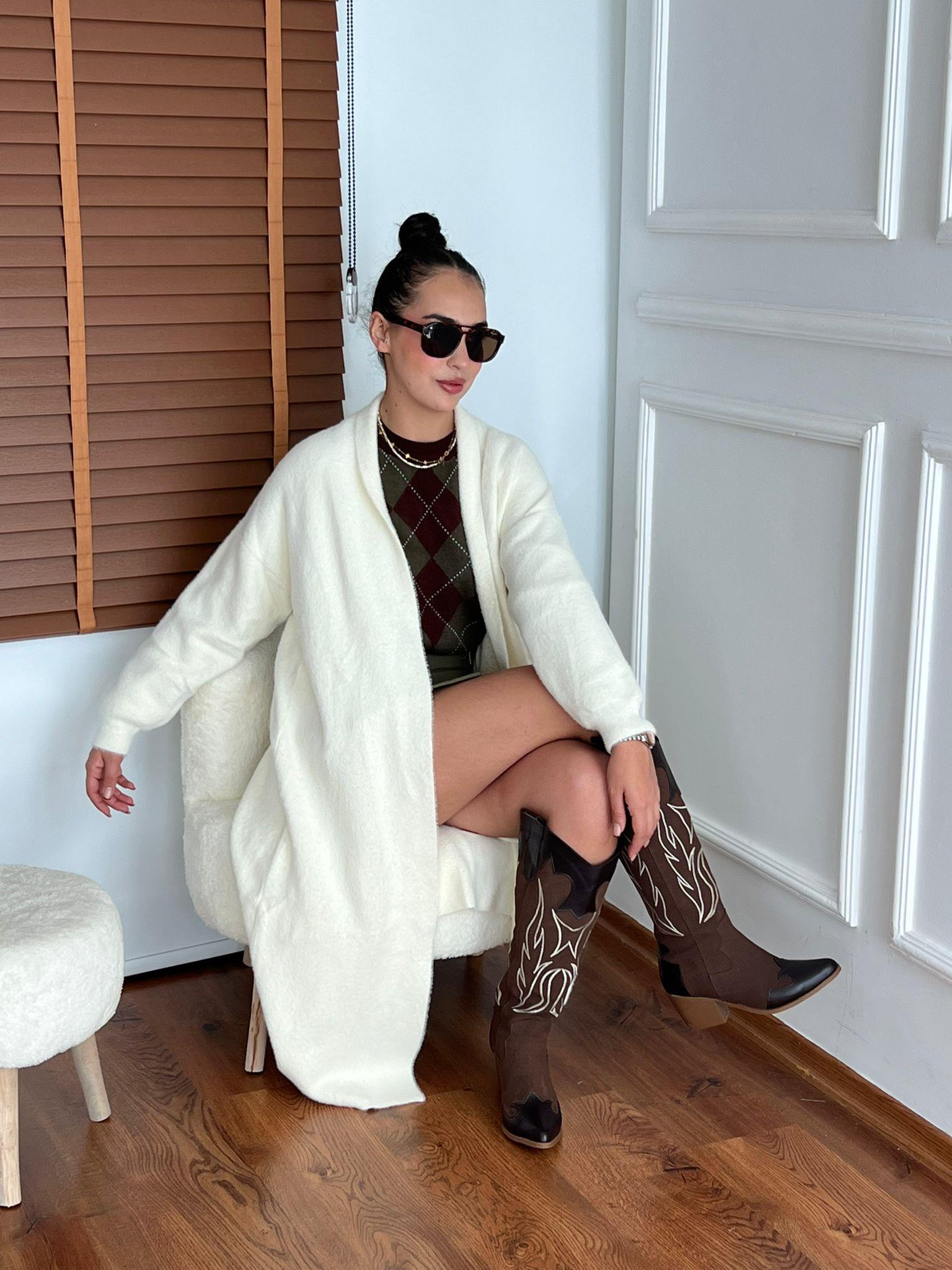 Uzun Yumoş Hırka 92476 Vanilya